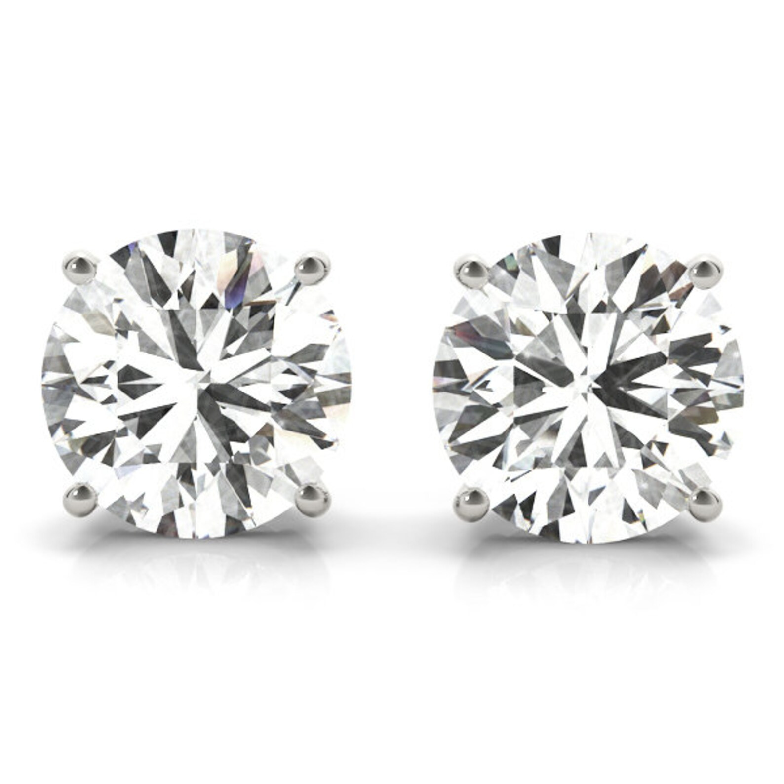 4 Prong 10 Carat Round Stud Lab Grown Diamond Earrings