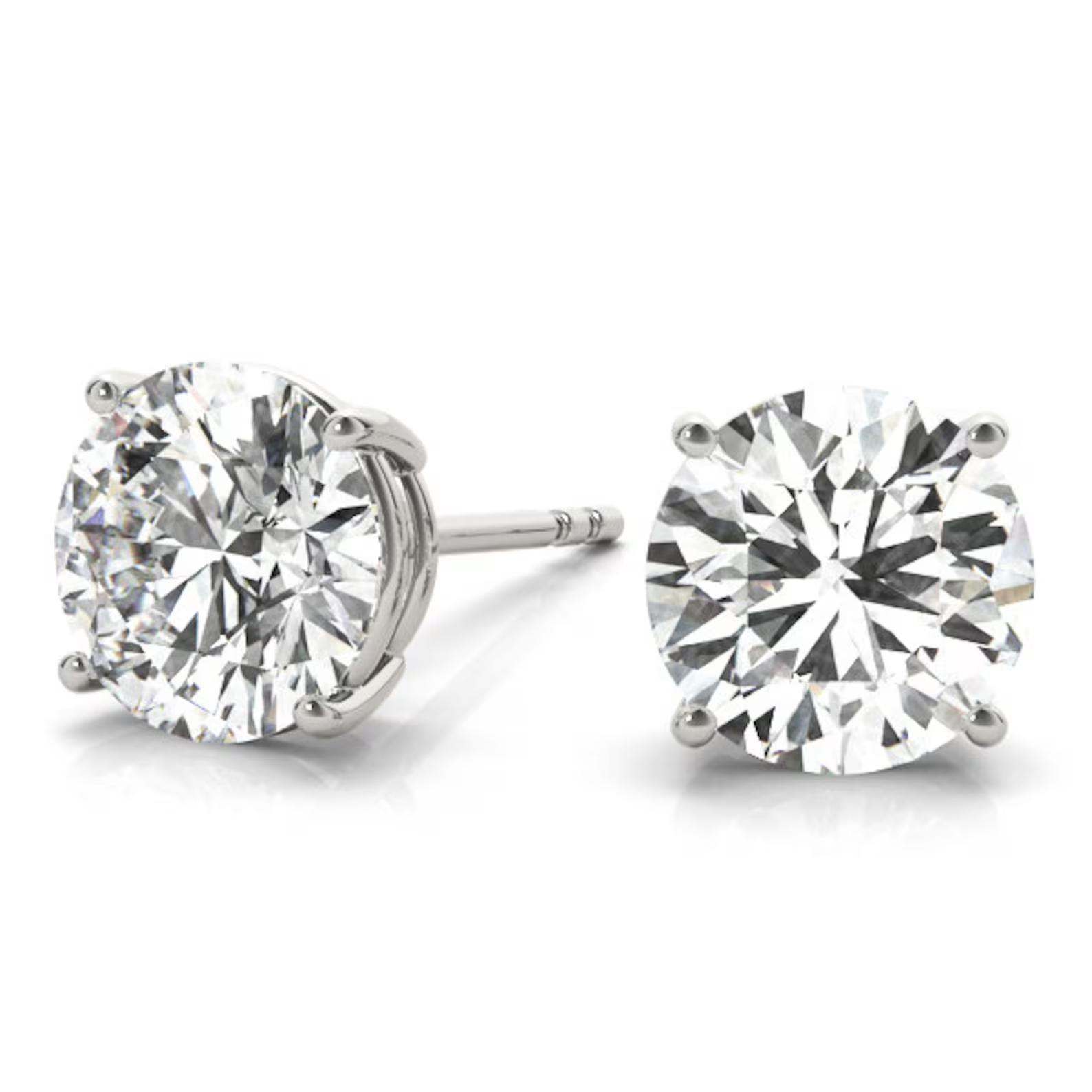 4 Prong 10 Carat Round Stud Lab Grown Diamond Earrings