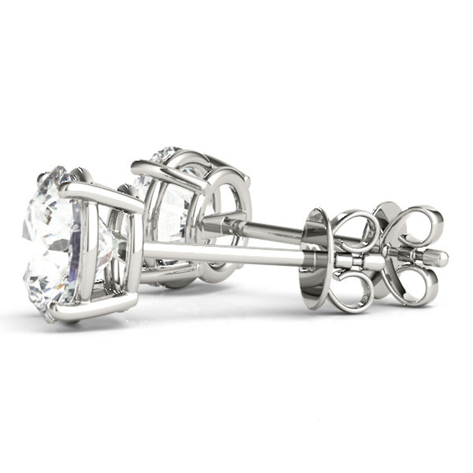 4 Prong 10 Carat Round Stud Lab Grown Diamond Earrings