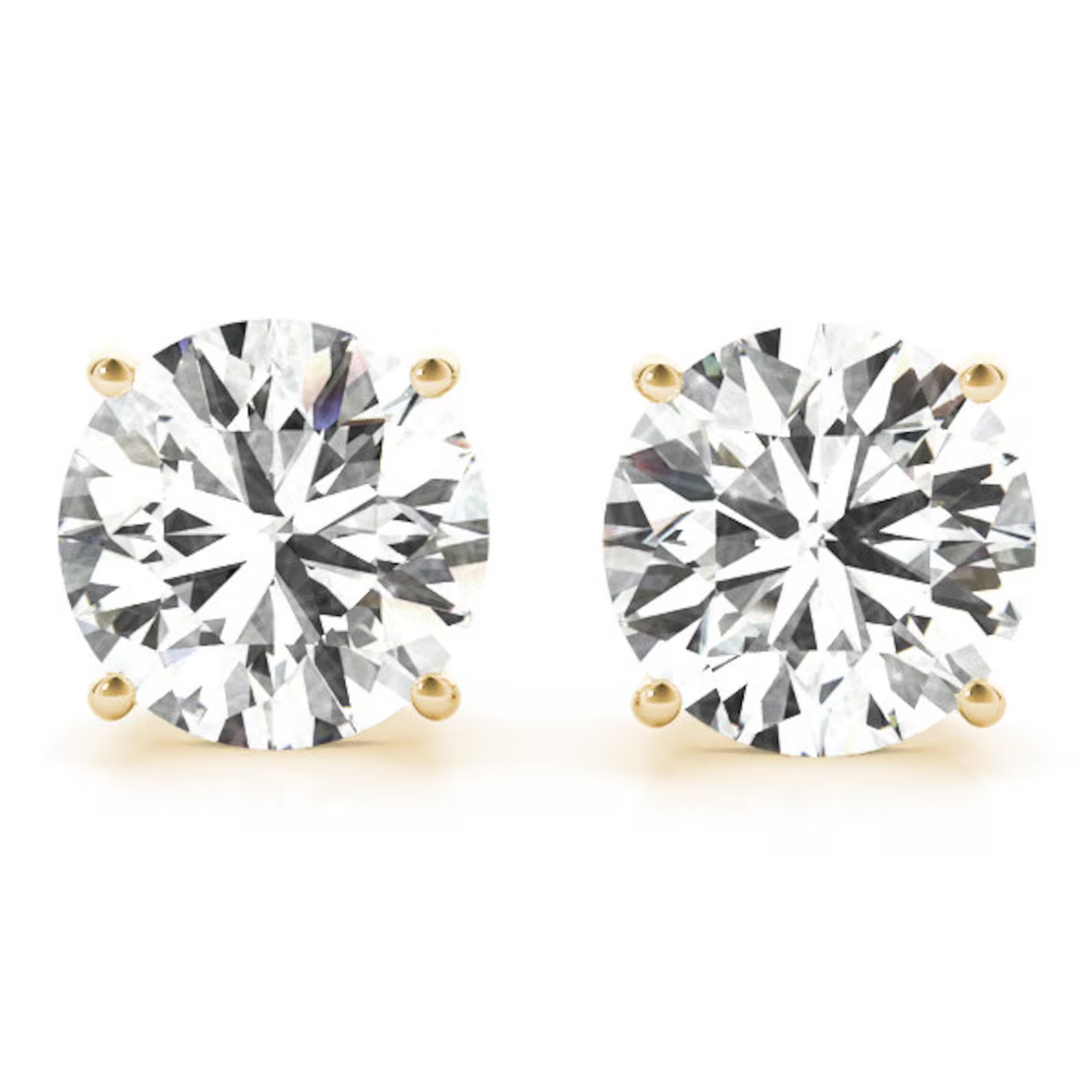 4 Prong 10 Carat Round Stud Lab Grown Diamond Earrings