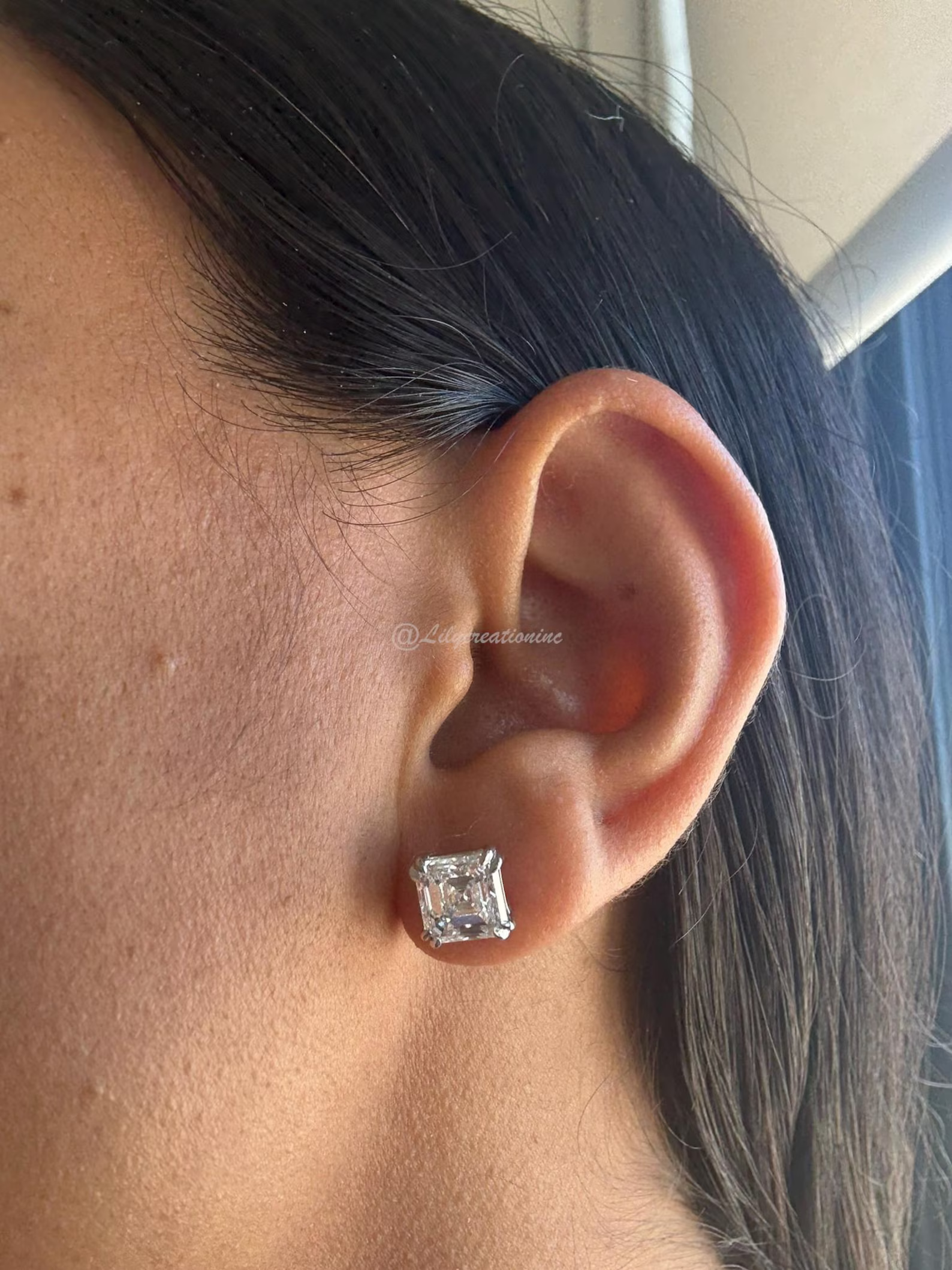 4 Carat Asscher Unique Lab Grown Diamond Stud Earrings