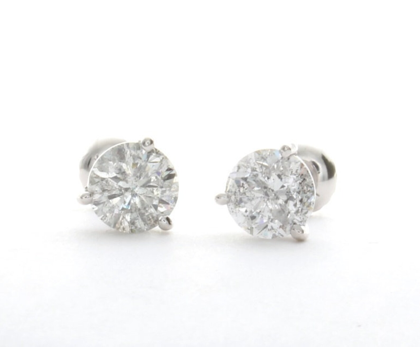 2 Carat Round Salt and Pepper Lab Grown Diamond Stud Earrings