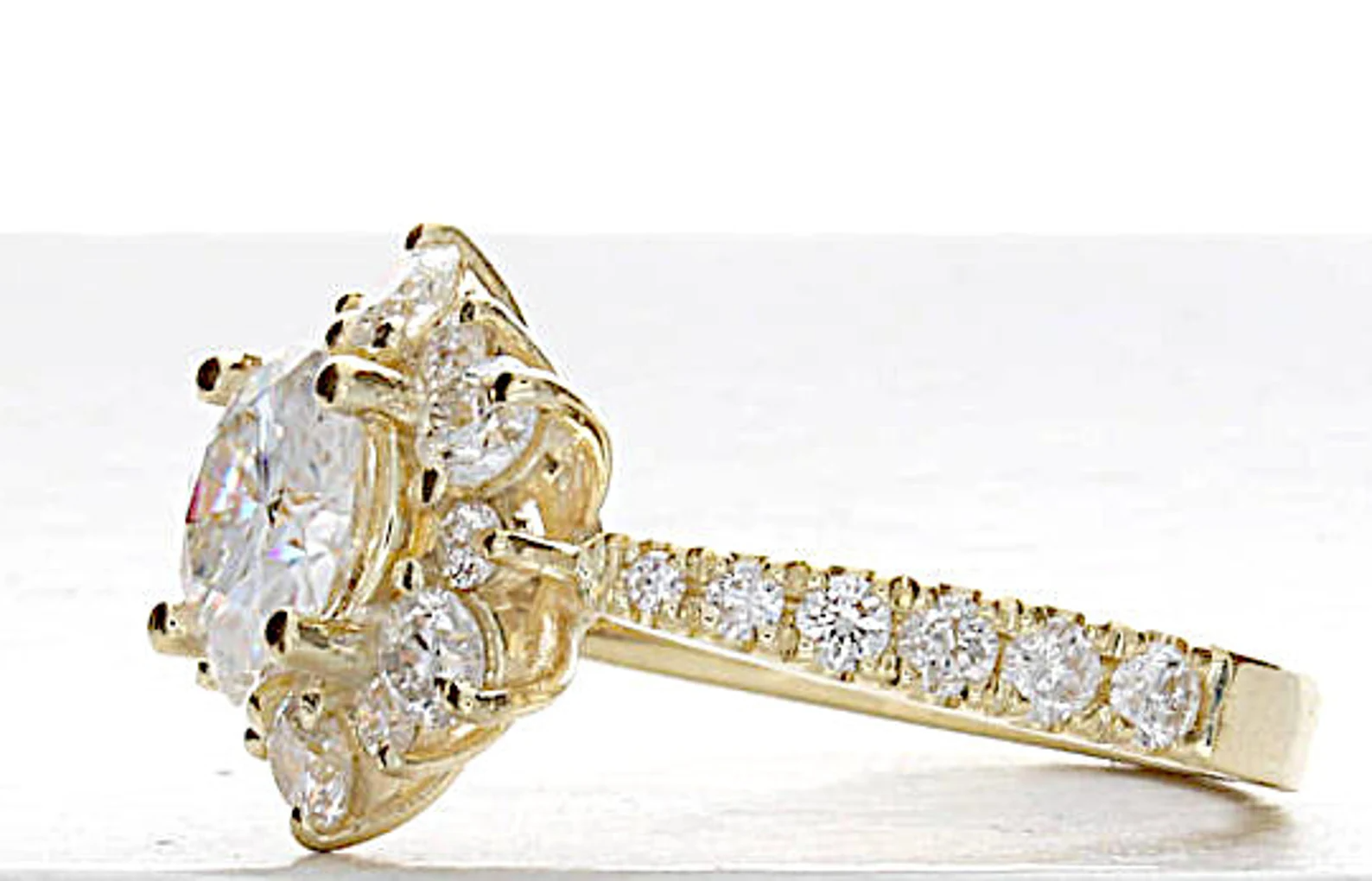Round Flower Lab Grown Diamond Engagement Ring