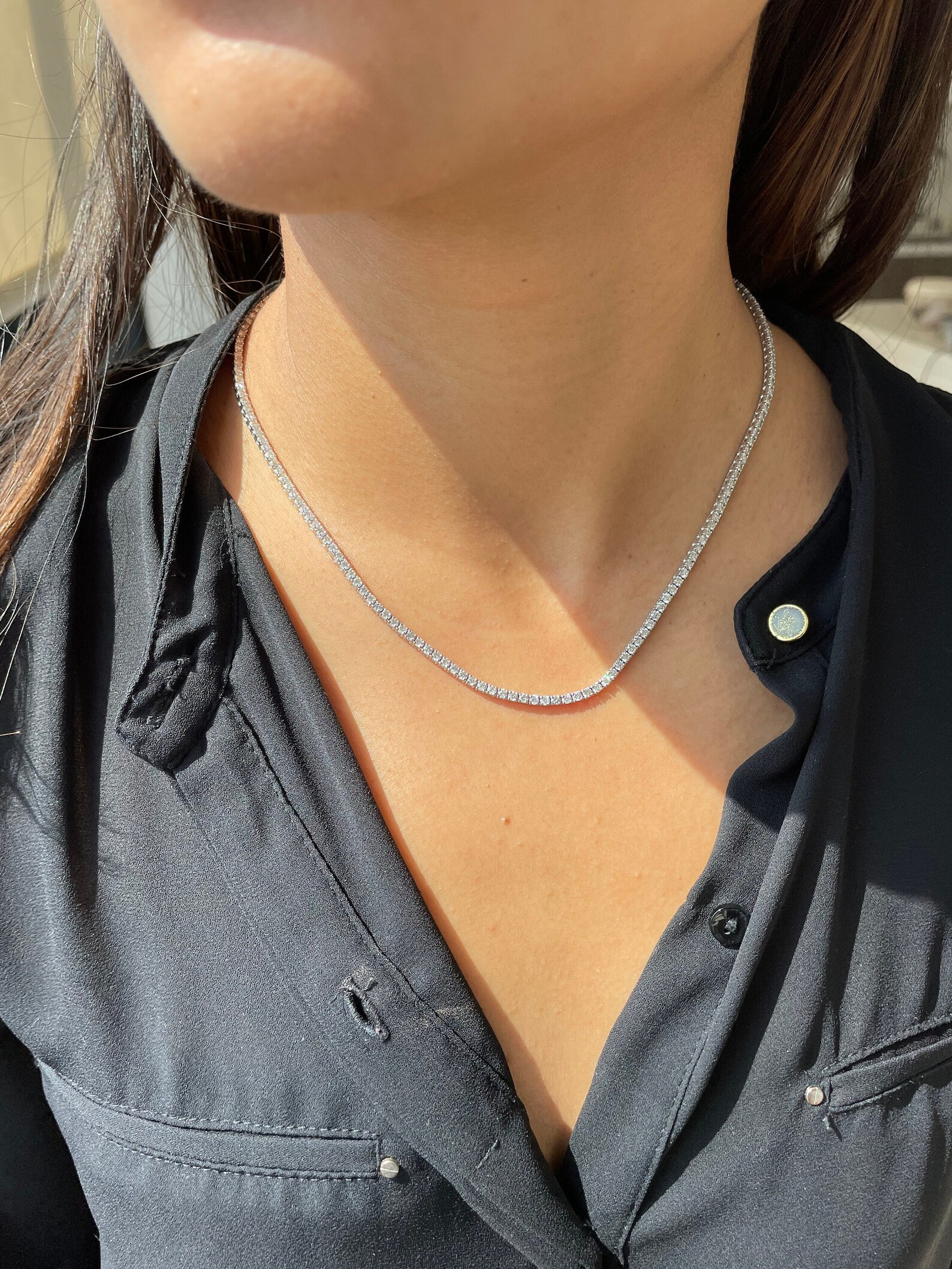 Round Diamond Tennis Necklace