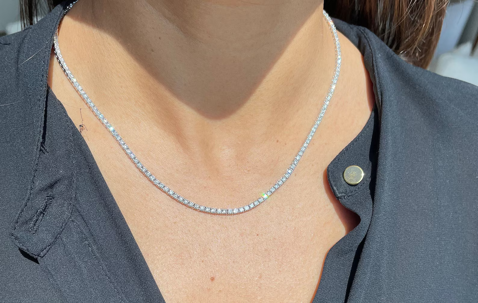Round Diamond Tennis Necklace