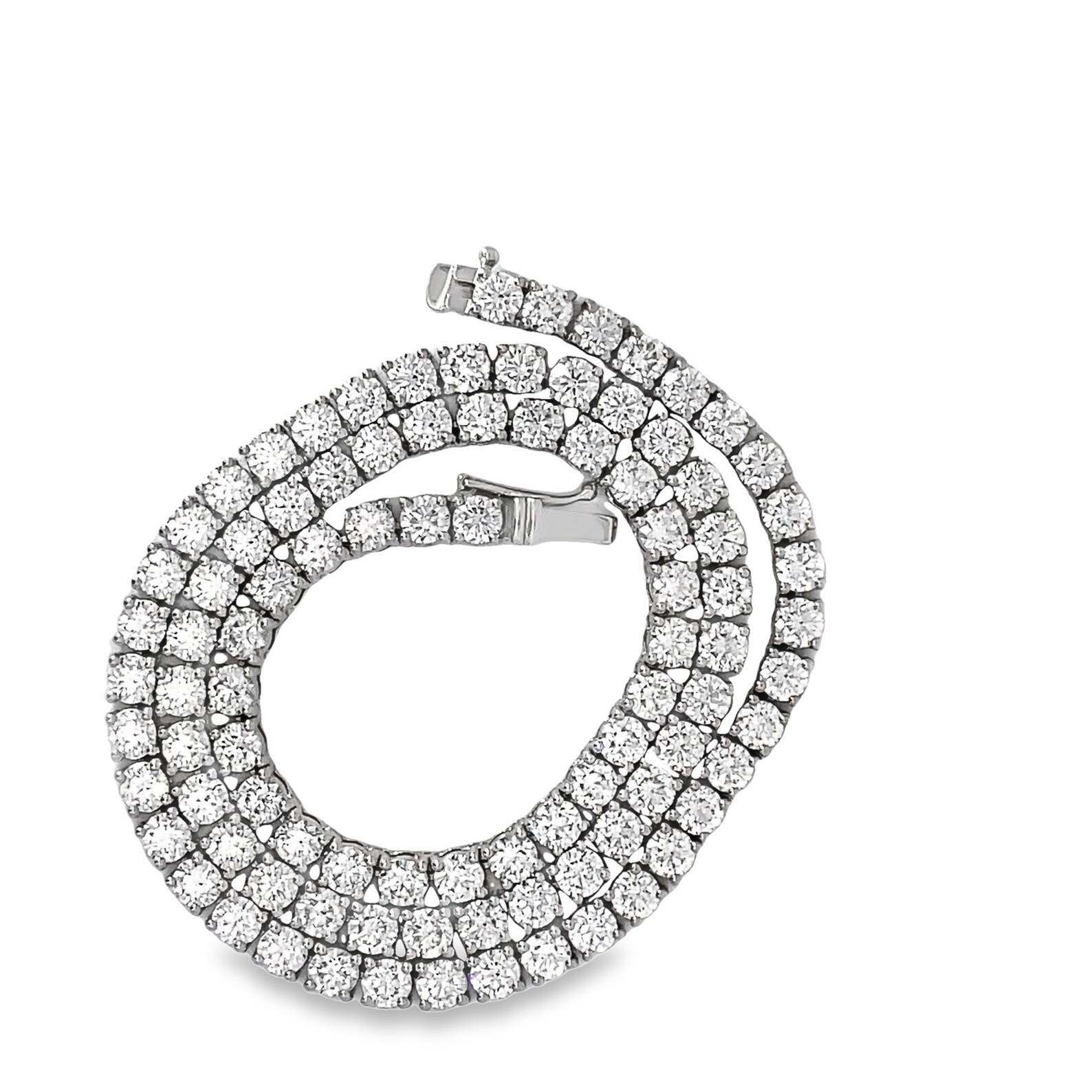 Men's 20 Carat Round Diamond Tennis Necklace