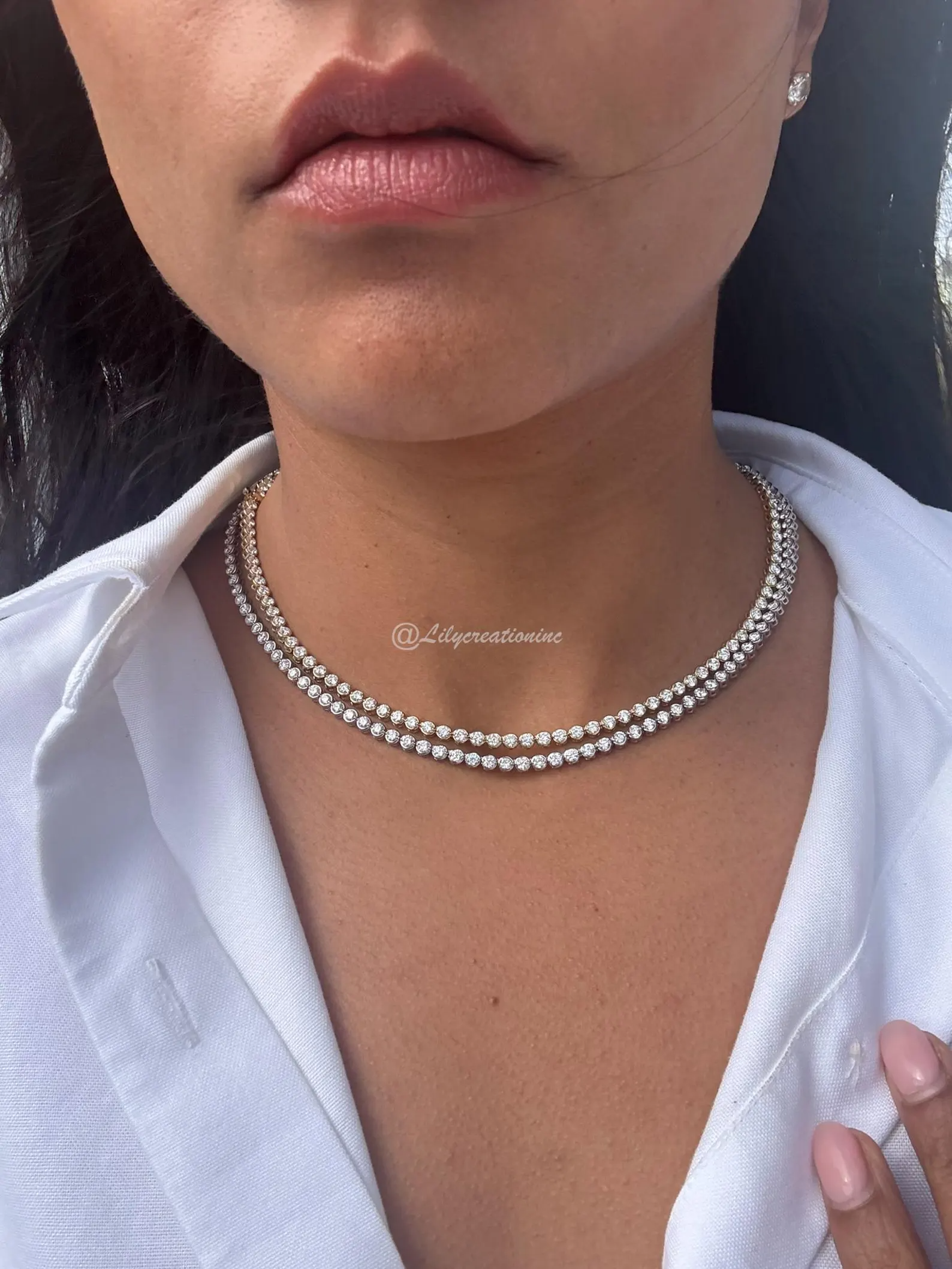 7 Carat Round Bezel Set Diamond Tennis Necklace