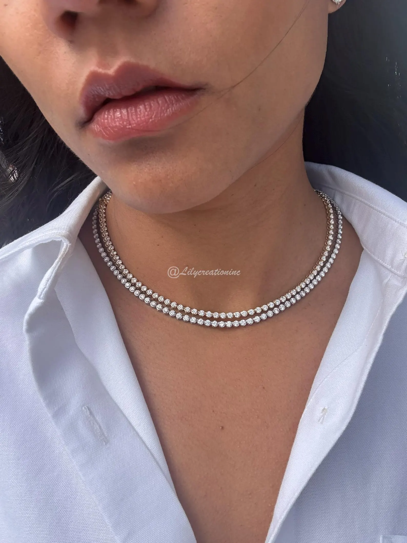 7 Carat Round Bezel Set Diamond Tennis Necklace