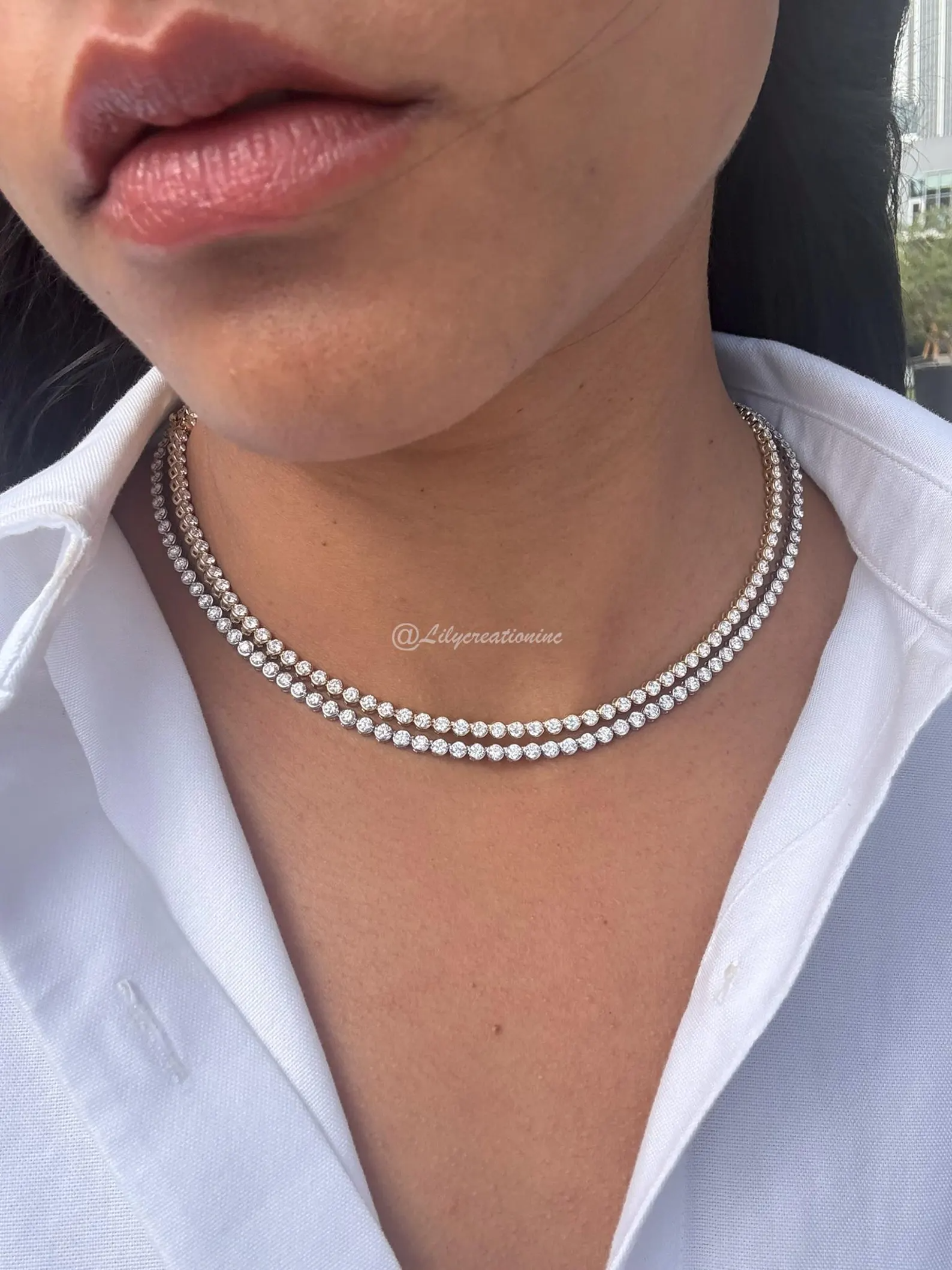 7 Carat Round Bezel Set Diamond Tennis Necklace