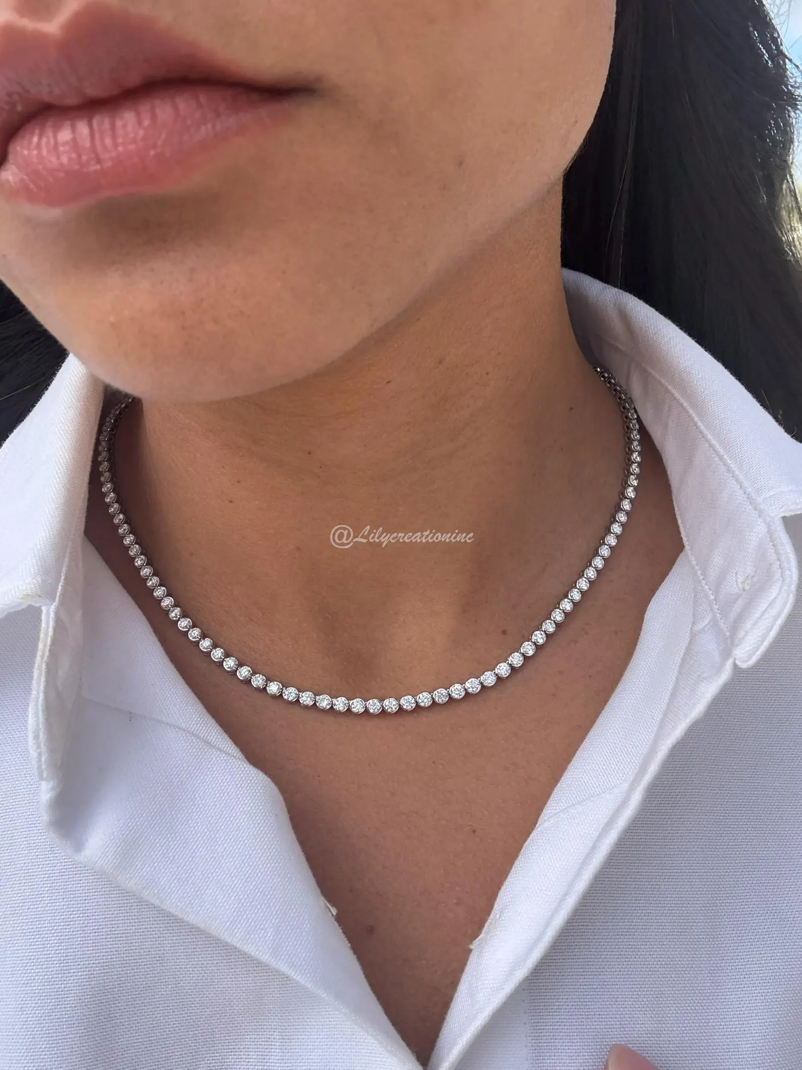 7 Carat Round Bezel Set Diamond Tennis Necklace