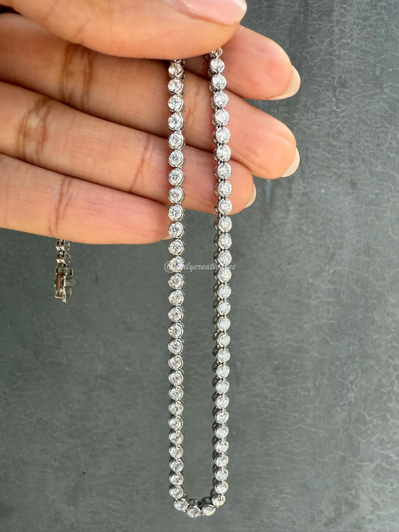 7 Carat Round Bezel Set Diamond Tennis Necklace