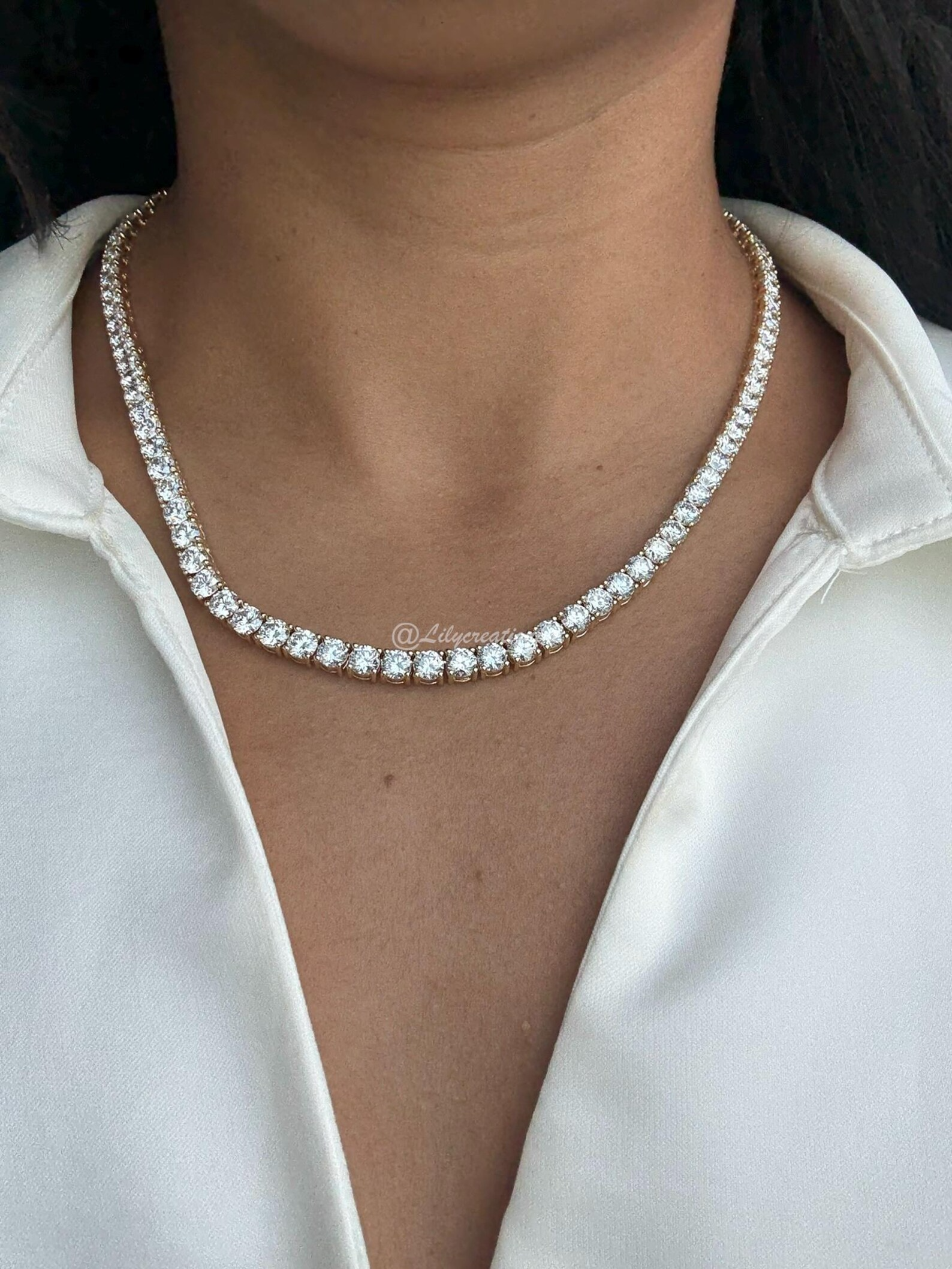 60 Carat Round Diamond Tennis Necklace