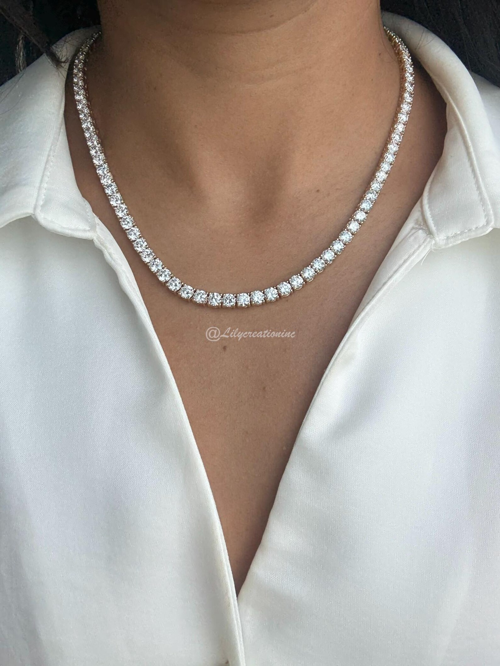 60 Carat Round Diamond Tennis Necklace