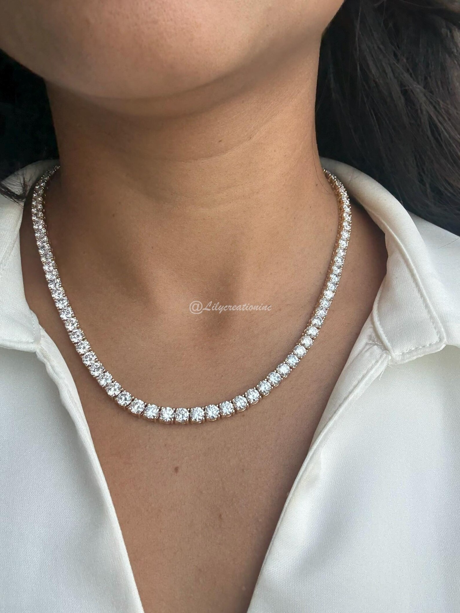 30 Carat Round Diamond Tennis Necklace