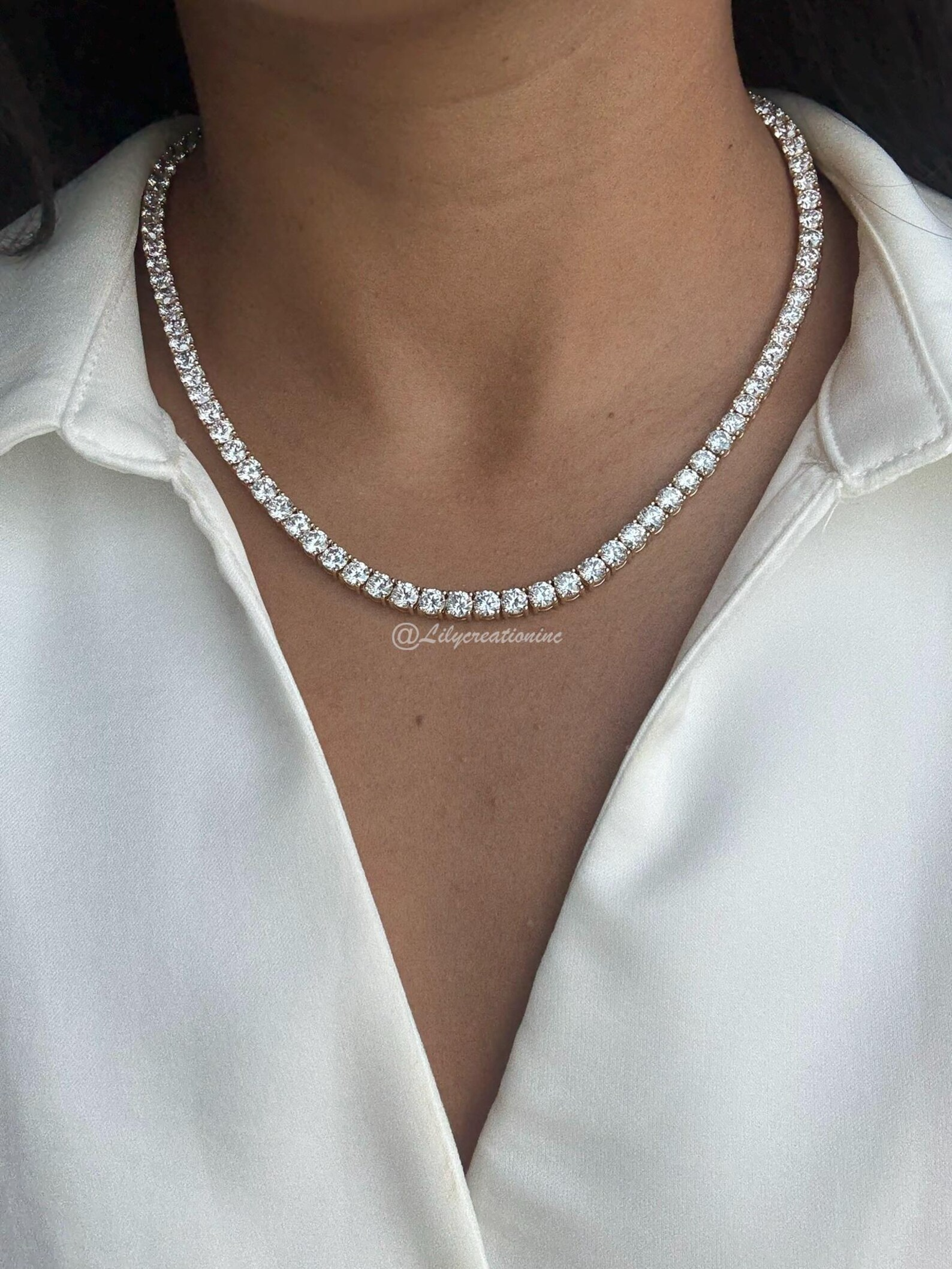30 Carat Round Diamond Tennis Necklace