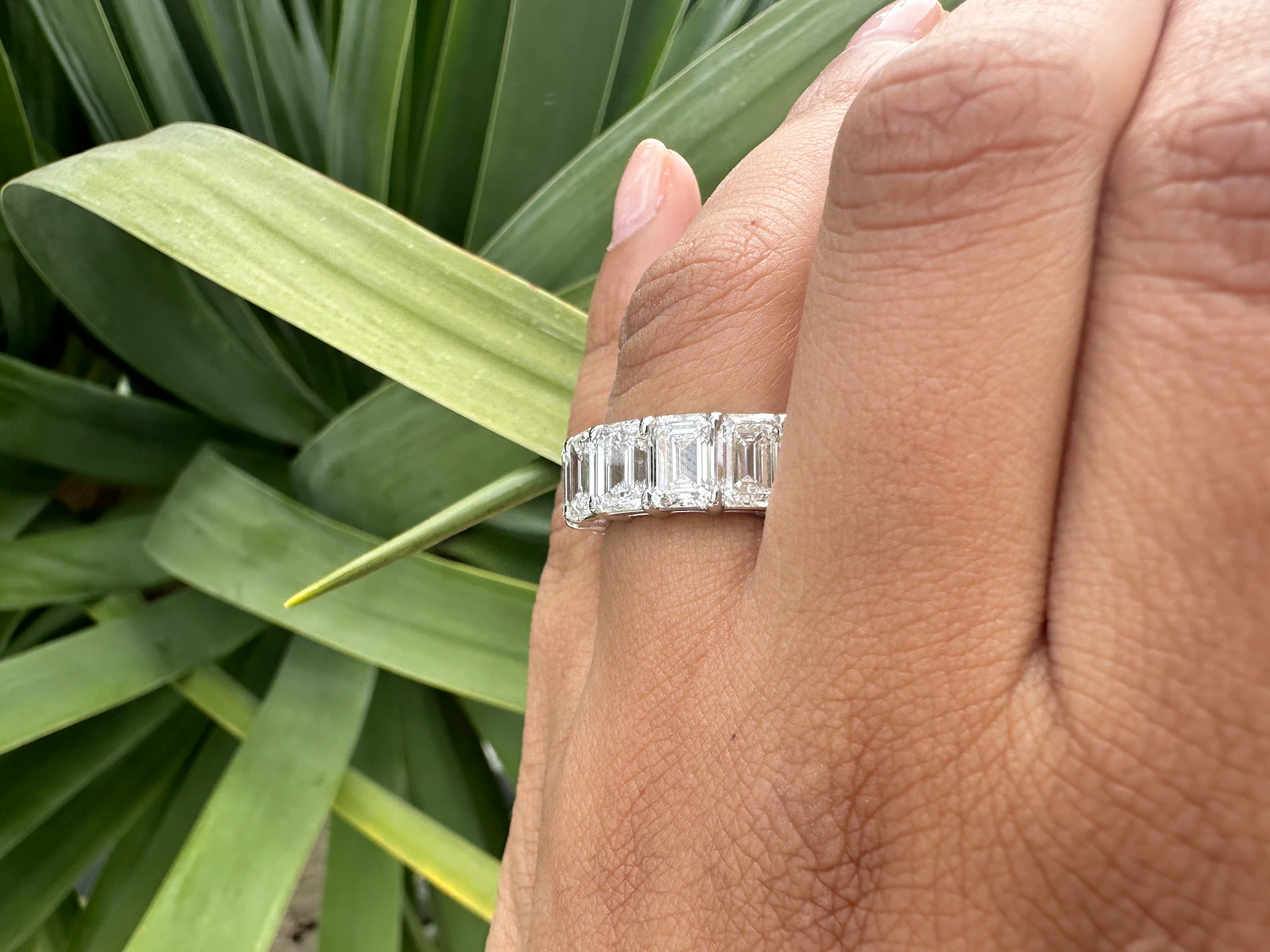 12 Carat Emerald Cut Lab Grown Diamond Eternity Band