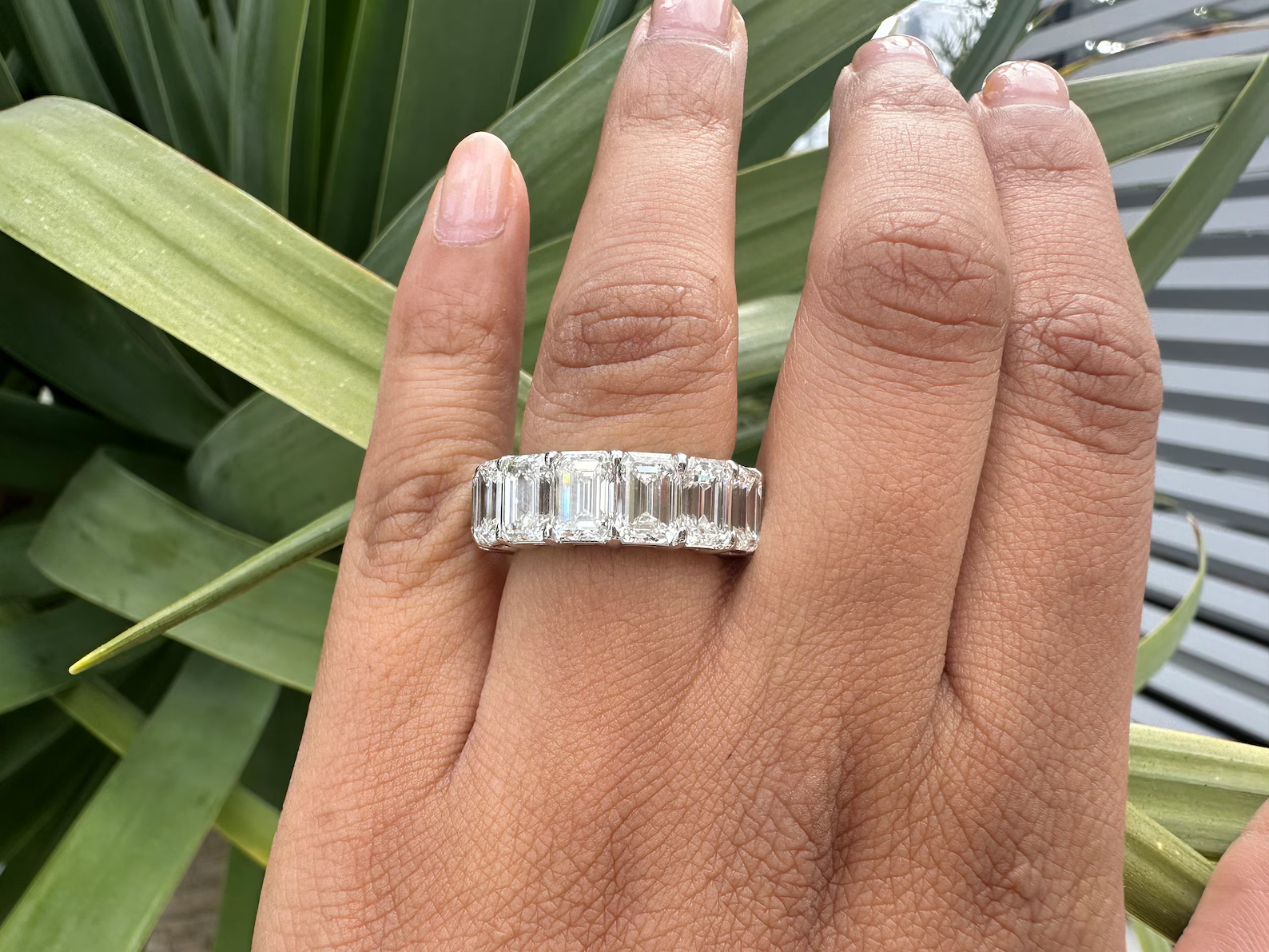 12 Carat Emerald Cut Lab Grown Diamond Eternity Band