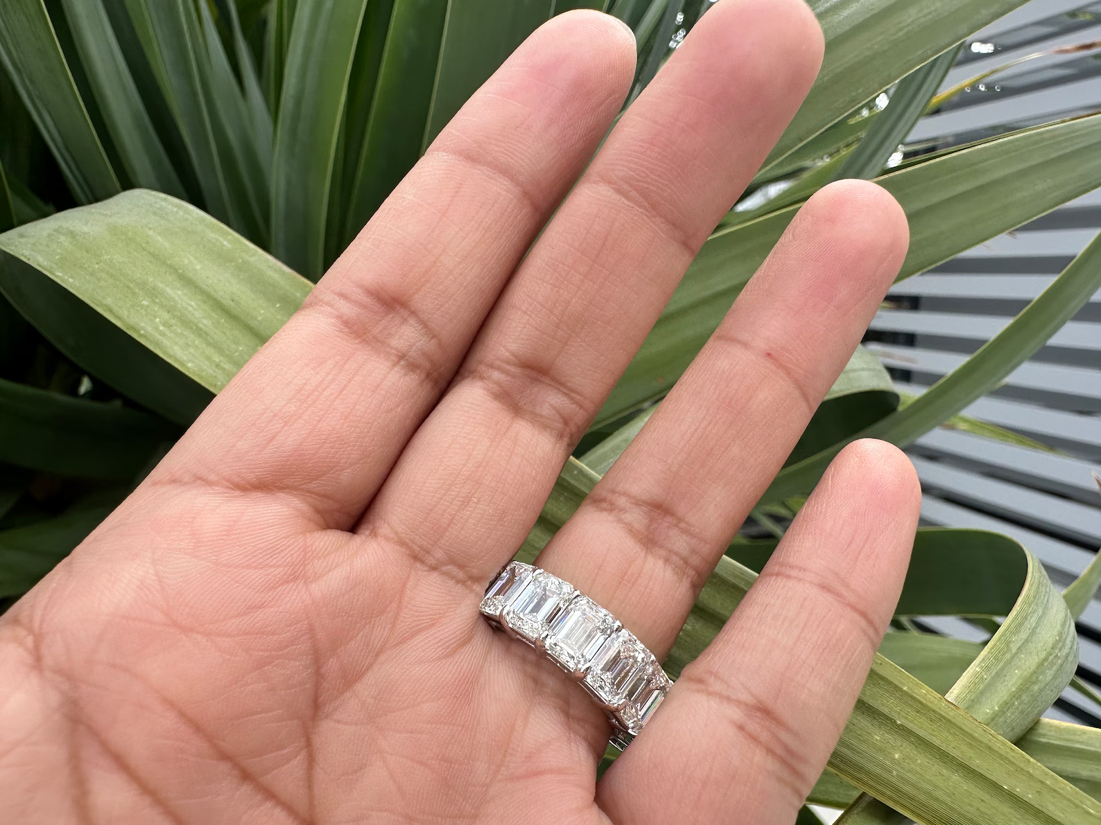 12 Carat Emerald Cut Lab Grown Diamond Eternity Band