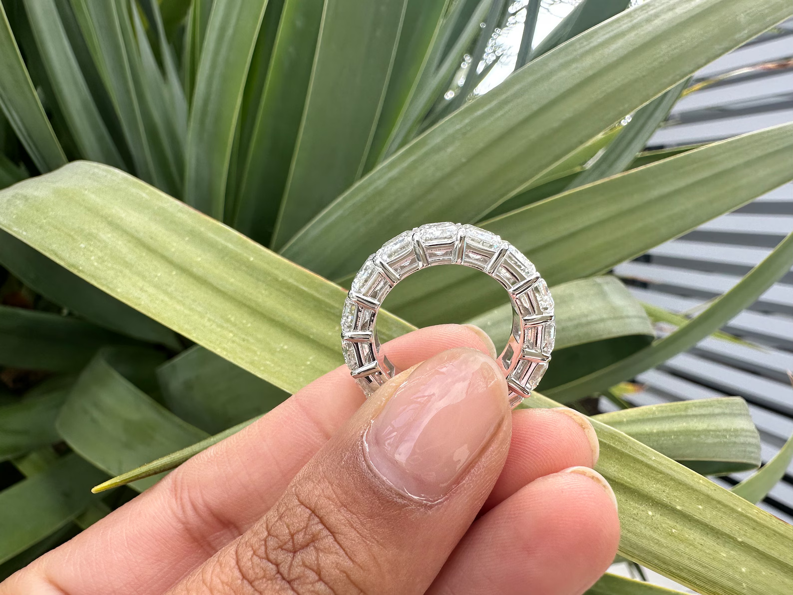 12 Carat Emerald Cut Lab Grown Diamond Eternity Band