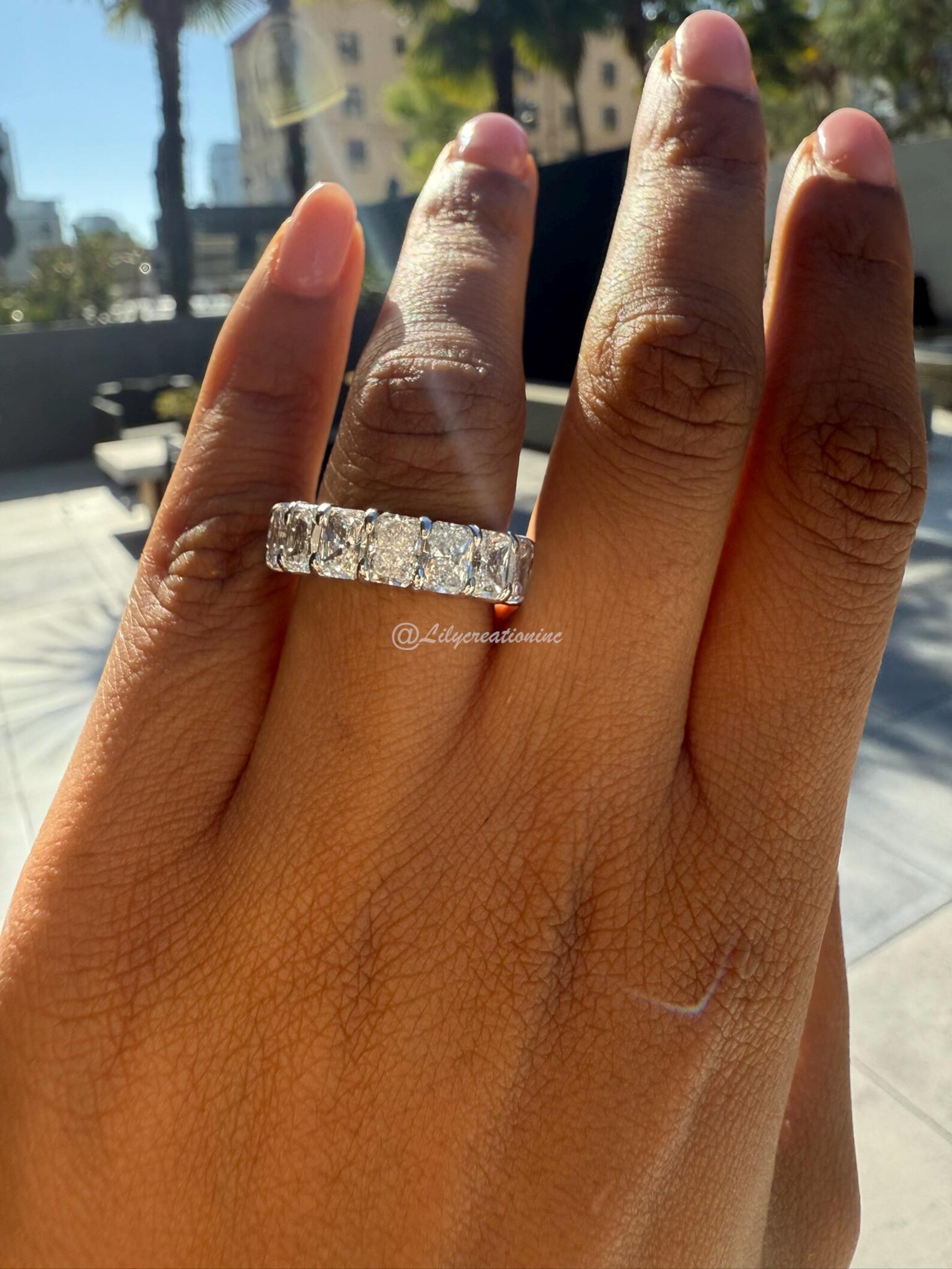 8 Carat Radiant Cut Lab Grown Diamond Eternity Band