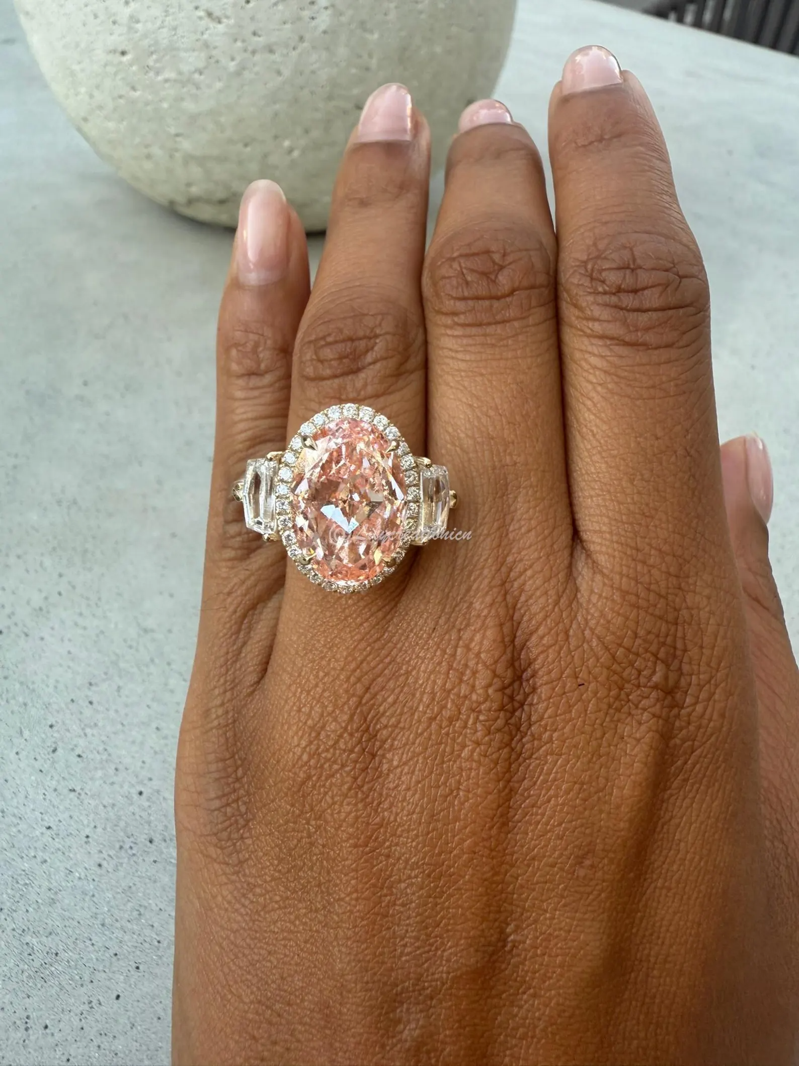 Oval Pink Radiant Lab Grown Diamond Engagement Ring