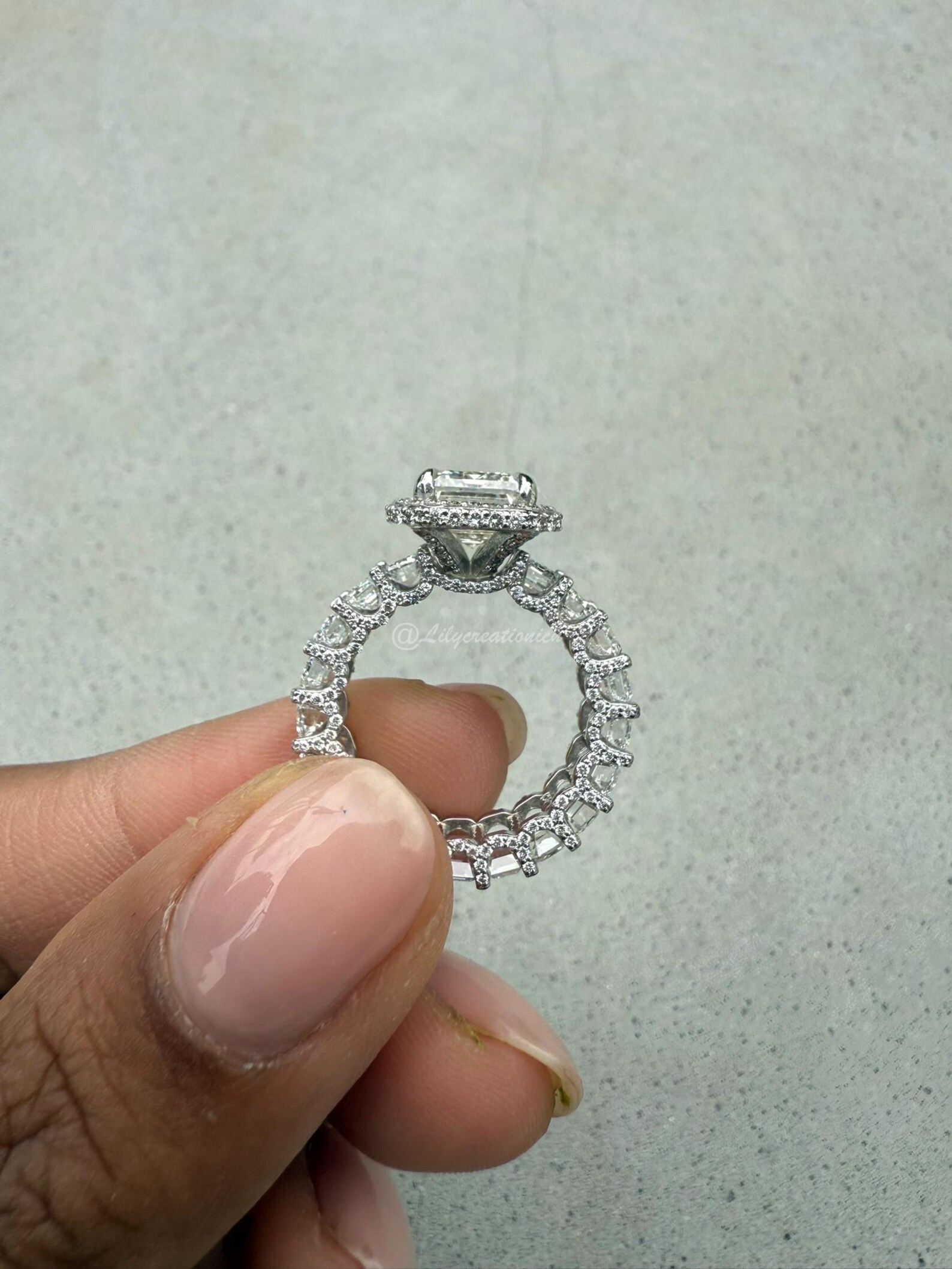 Emerald Cut Eternity Lab Grown Diamond Engagement Ring