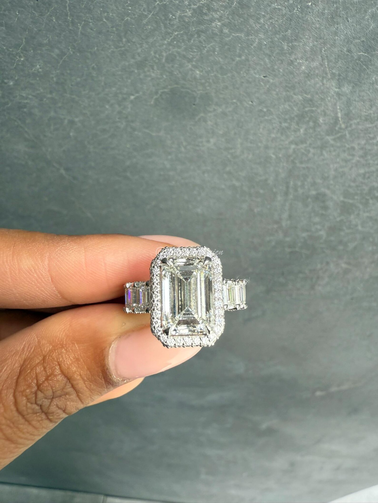 Emerald Cut Eternity Lab Grown Diamond Engagement Ring