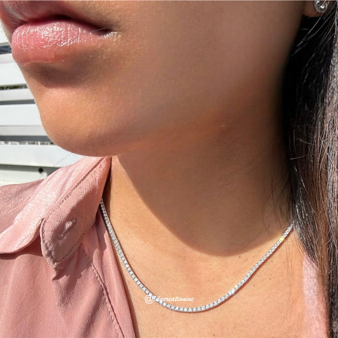 5 Carat Round Lab Grown Diamond Tennis Necklace