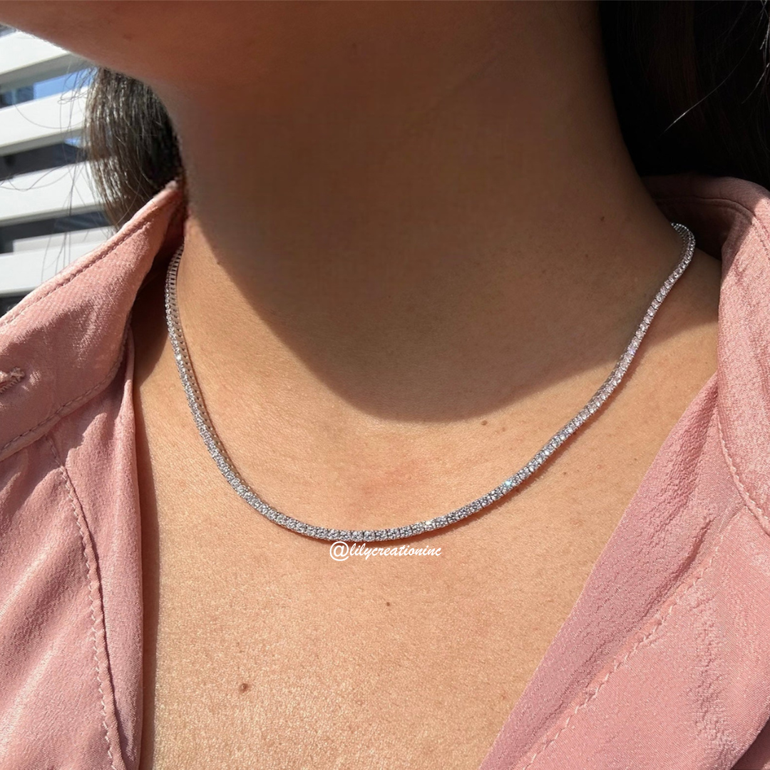 5 Carat Round Lab Grown Diamond Tennis Necklace