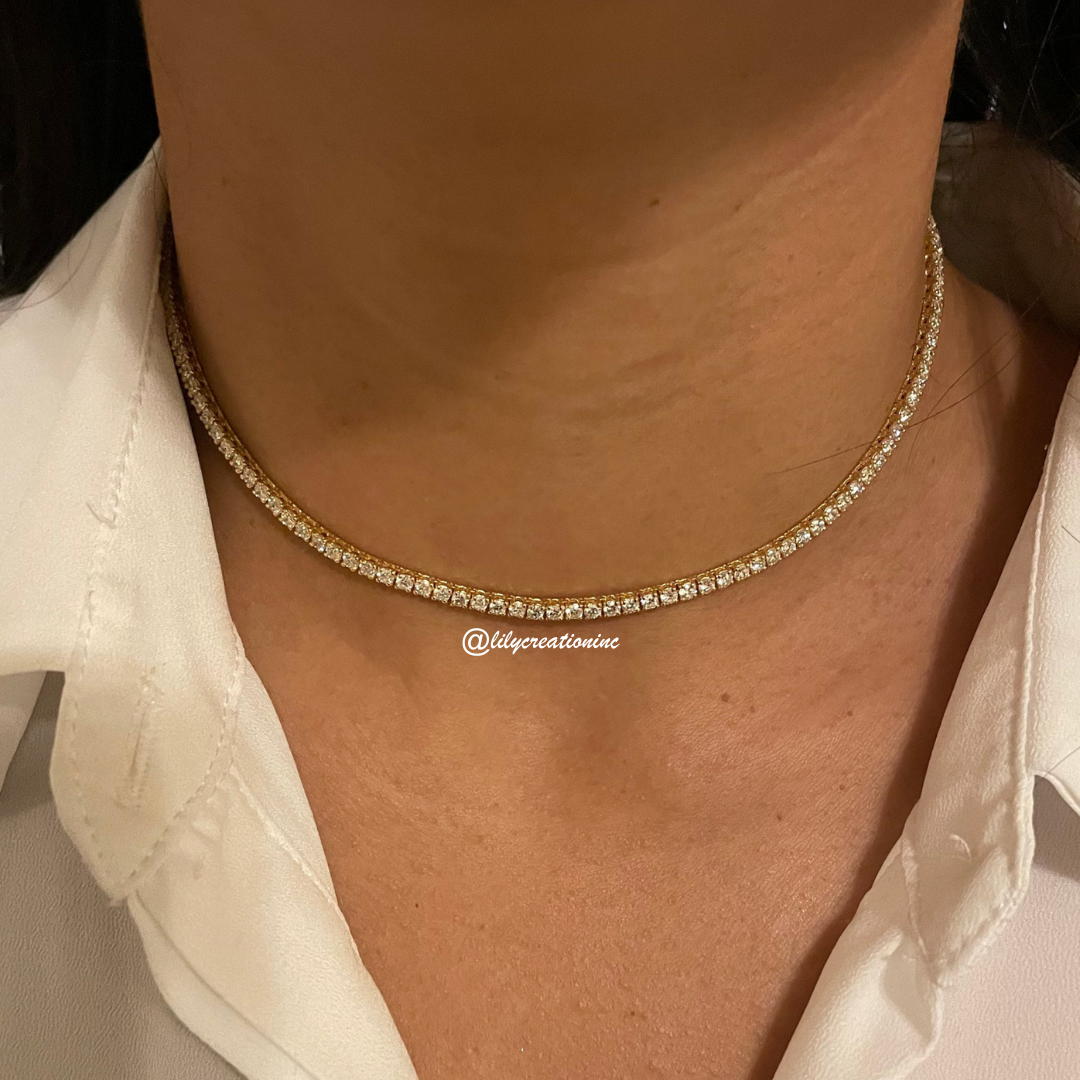 7 Carat Round Lab Grown Diamond Tennis Necklace