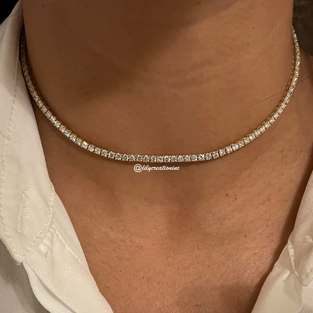 7 Carat Round Lab Grown Diamond Tennis Necklace