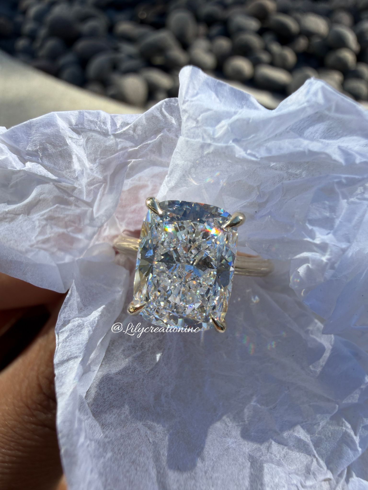 Cushion Cut Solitaire Lab Grown Diamond Engagement Ring