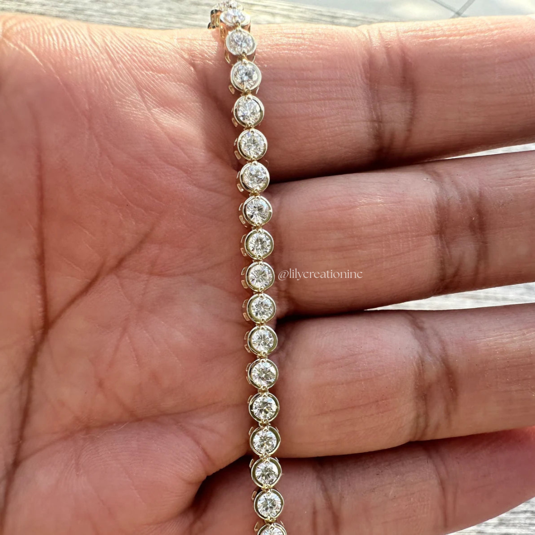 3 Carat Bezel Setting Round Lab Grown Diamond Tennis Bracelet
