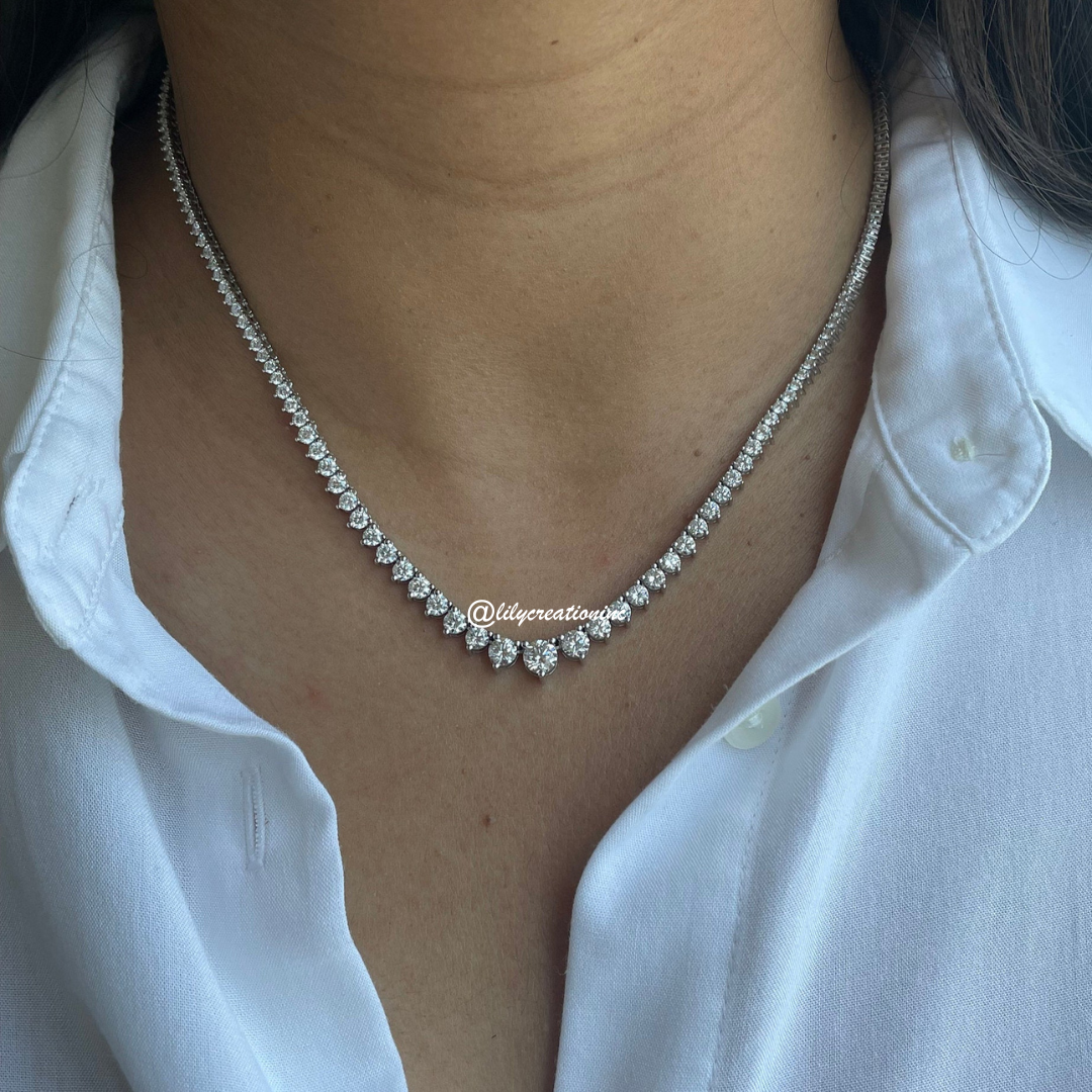 9 Carat Graduated Lab Grown Diamond Tennis Necklace