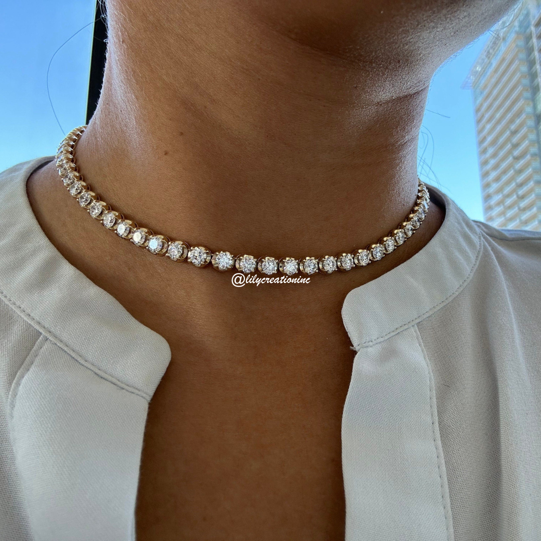 15 Carat Crown Lab Grown Diamond Tennis Necklace