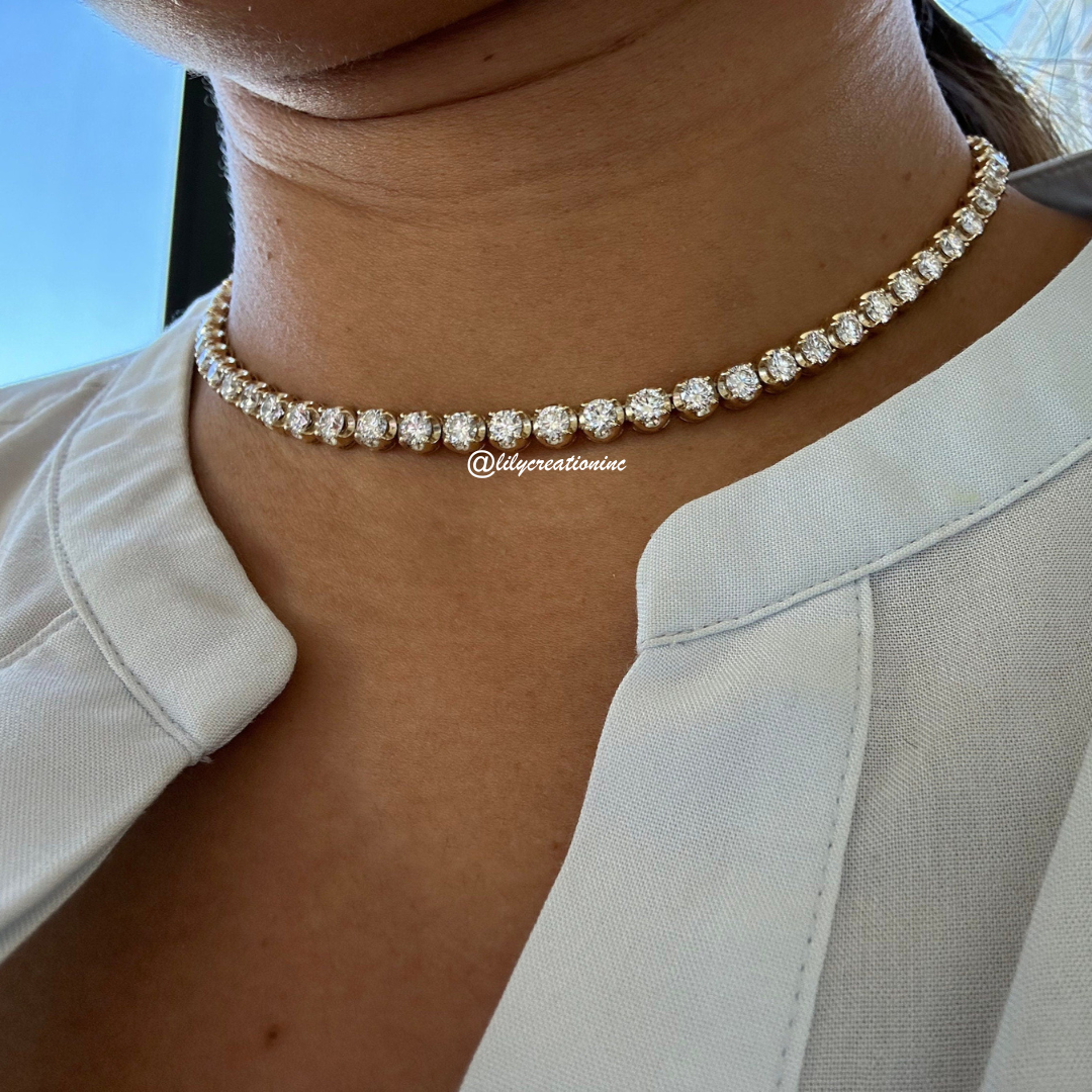 15 Carat Crown Lab Grown Diamond Tennis Necklace