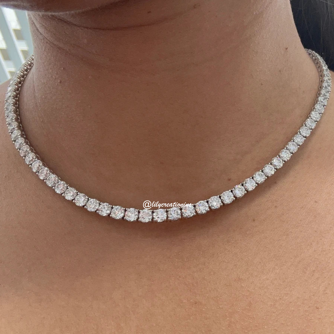 25 Carat Round Lab Grown Diamond Tennis Necklace