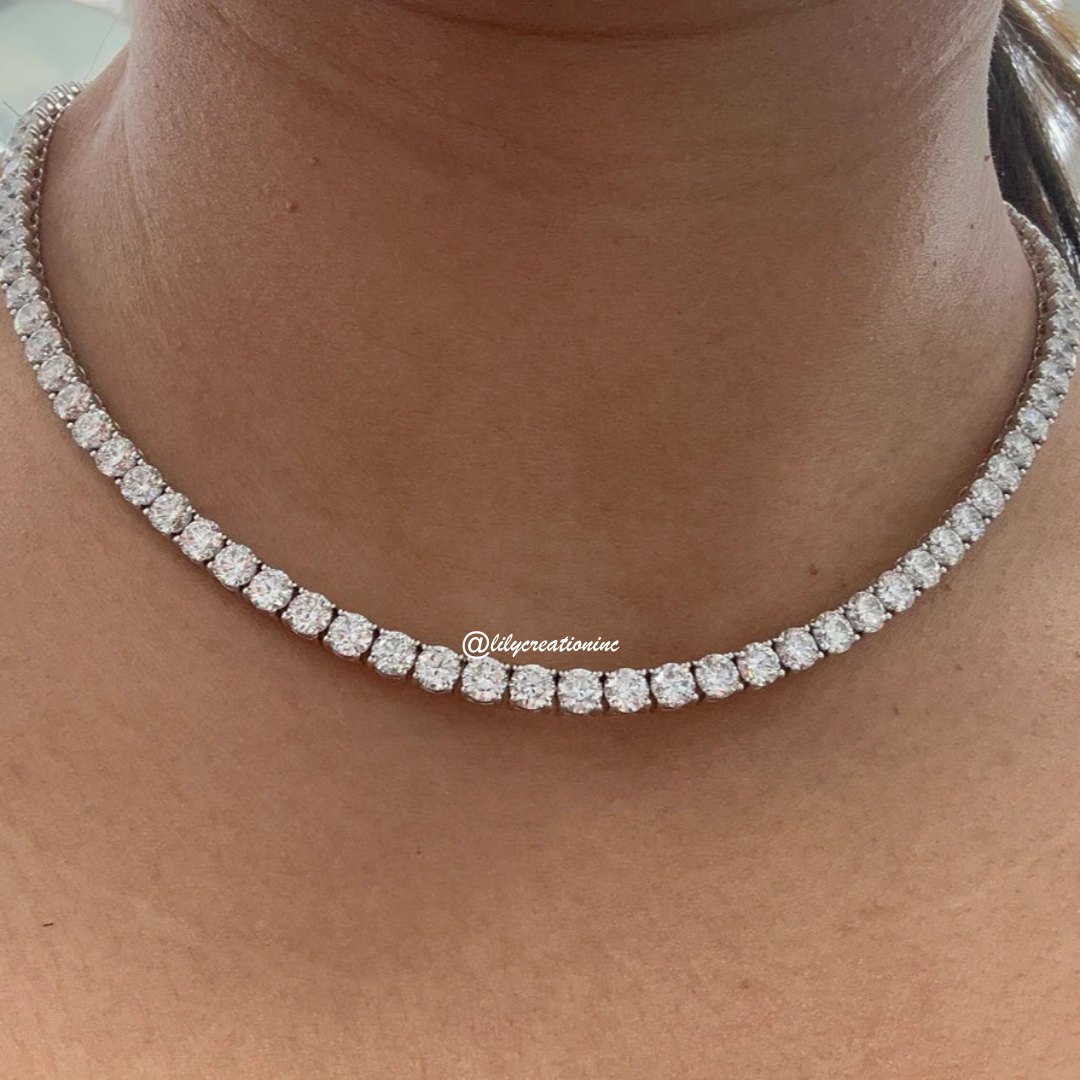 25 Carat Round Lab Grown Diamond Tennis Necklace