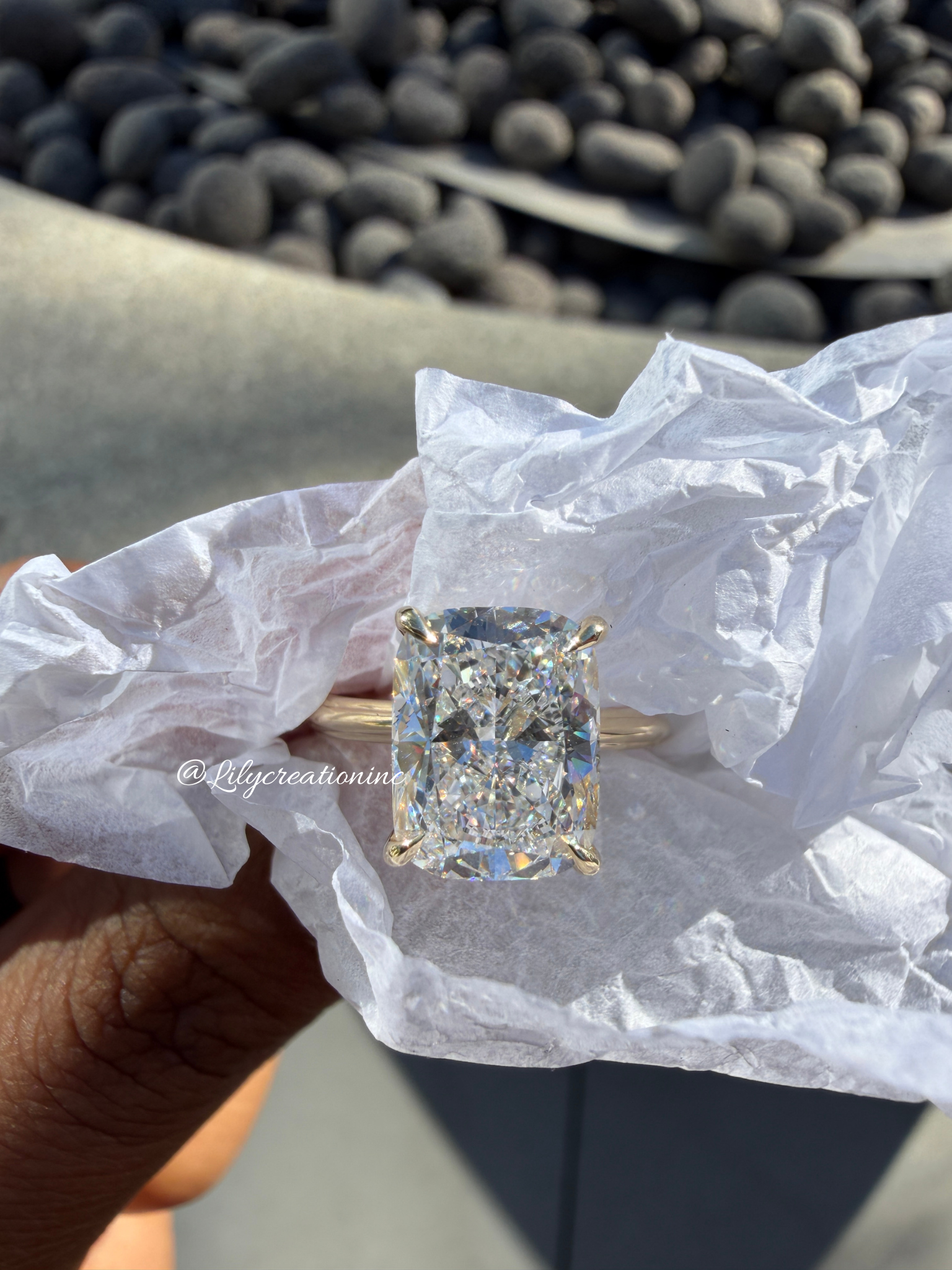 Cushion Cut Solitaire Lab Grown Diamond Engagement Ring