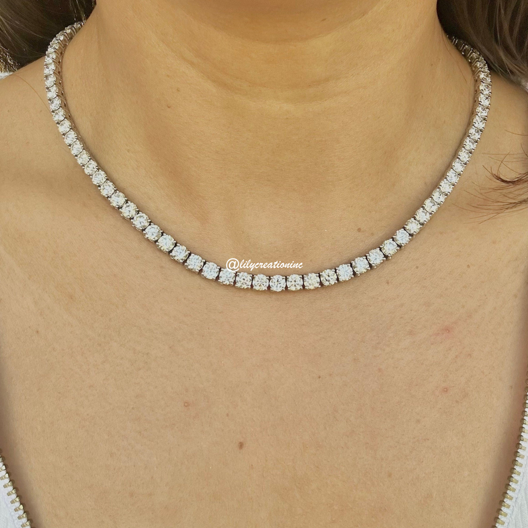 30 Carat Round Lab Grown Diamond Tennis Necklace