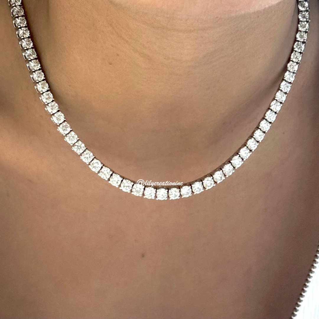 30 Carat Round Lab Grown Diamond Tennis Necklace