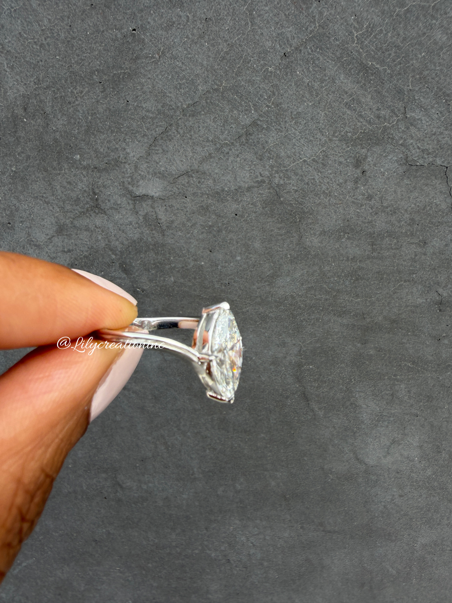 Marquee V Shape Band Solitaire Lab Grown Diamond Engagement Ring