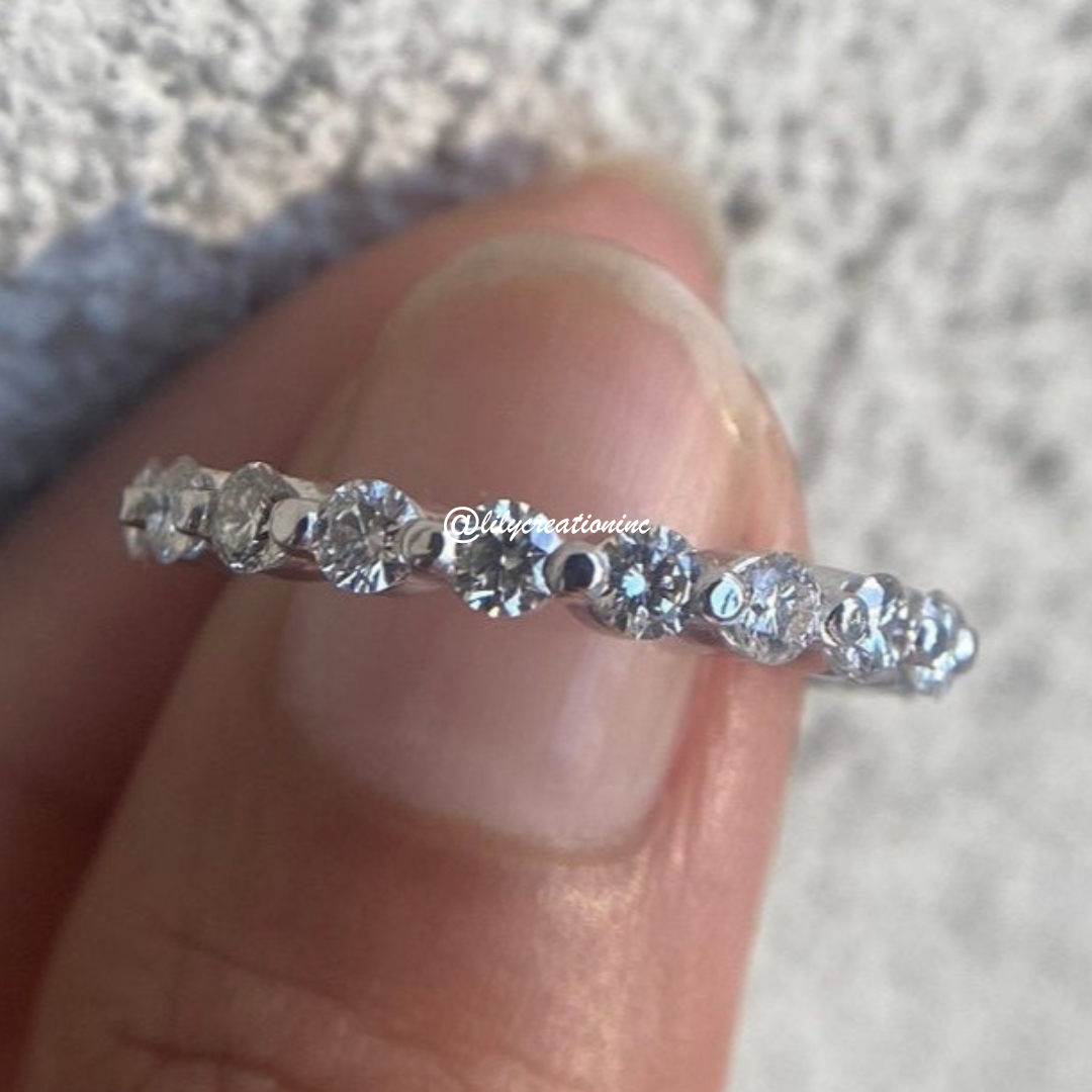 1.25 Carat 3/4 Way Single Prong Diamond Eternity Band