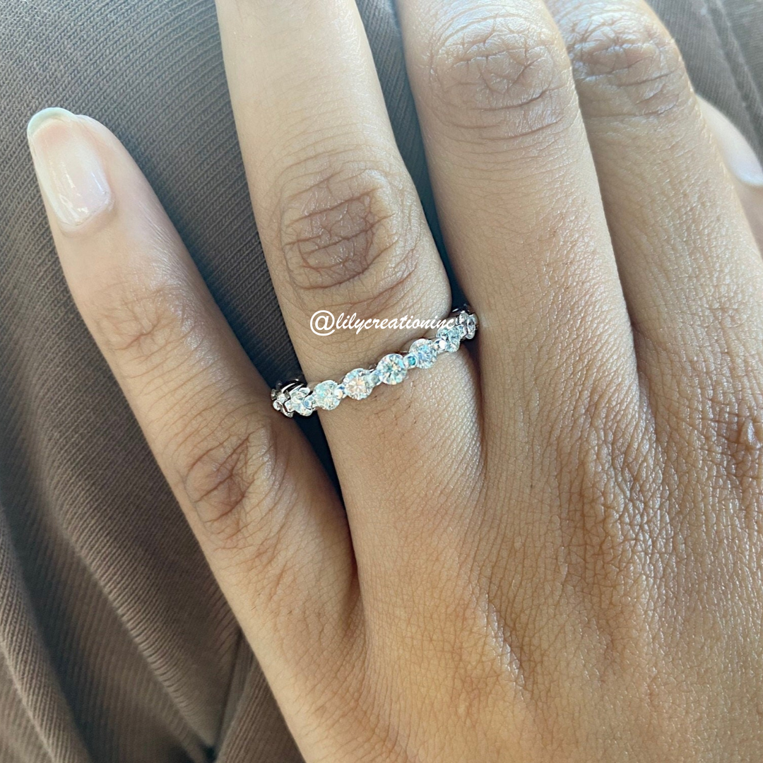 1.25 Carat 3/4 Way Single Prong Diamond Eternity Band
