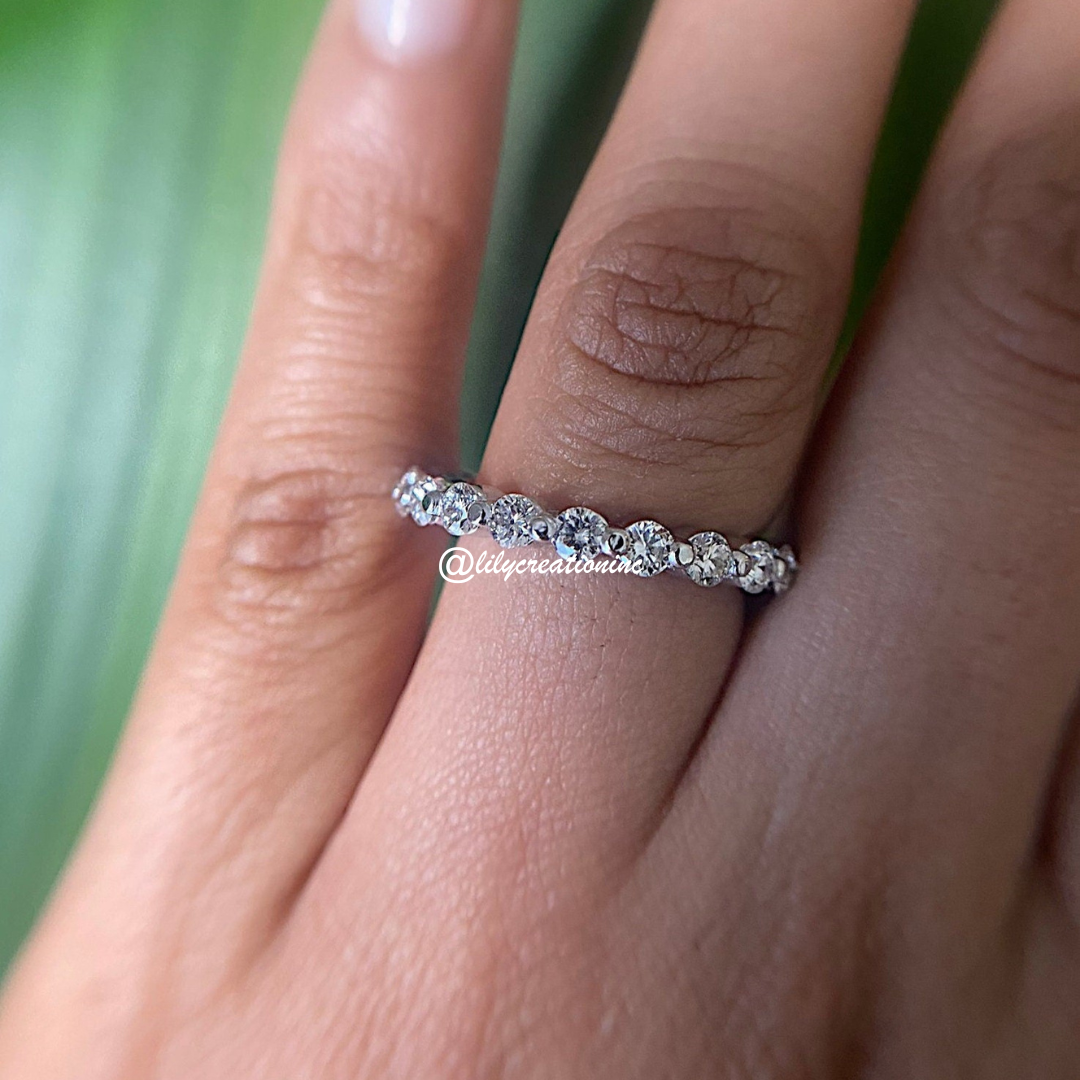 1.25 Carat 3/4 Way Single Prong Diamond Eternity Band