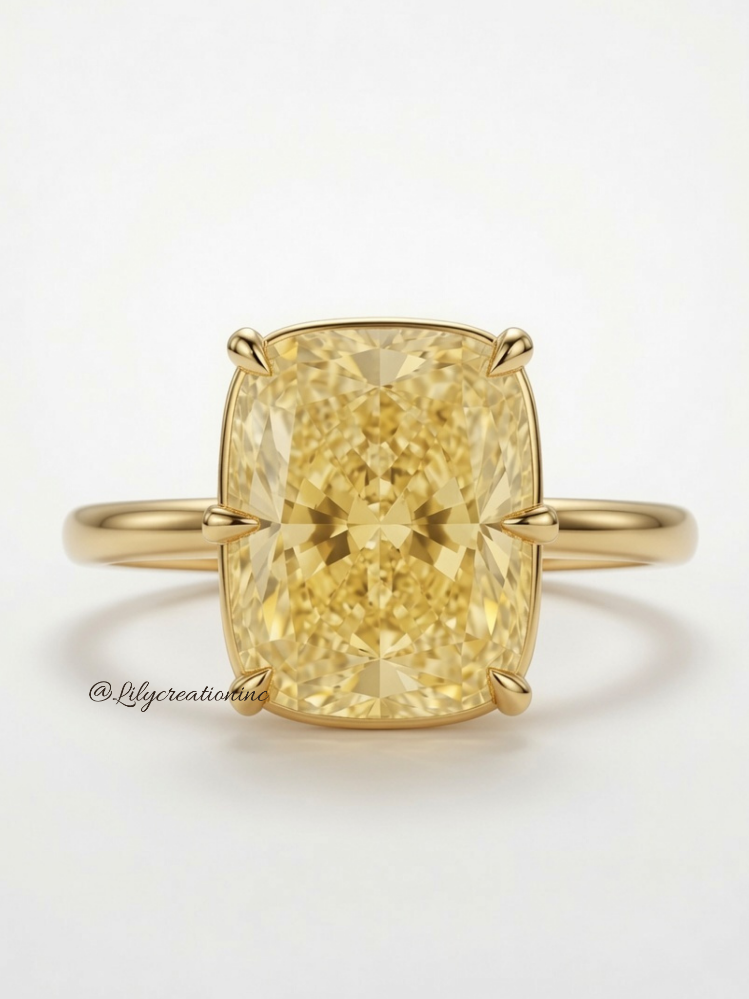 Yellow Cushion Solitaire Diamond Engagement Ring