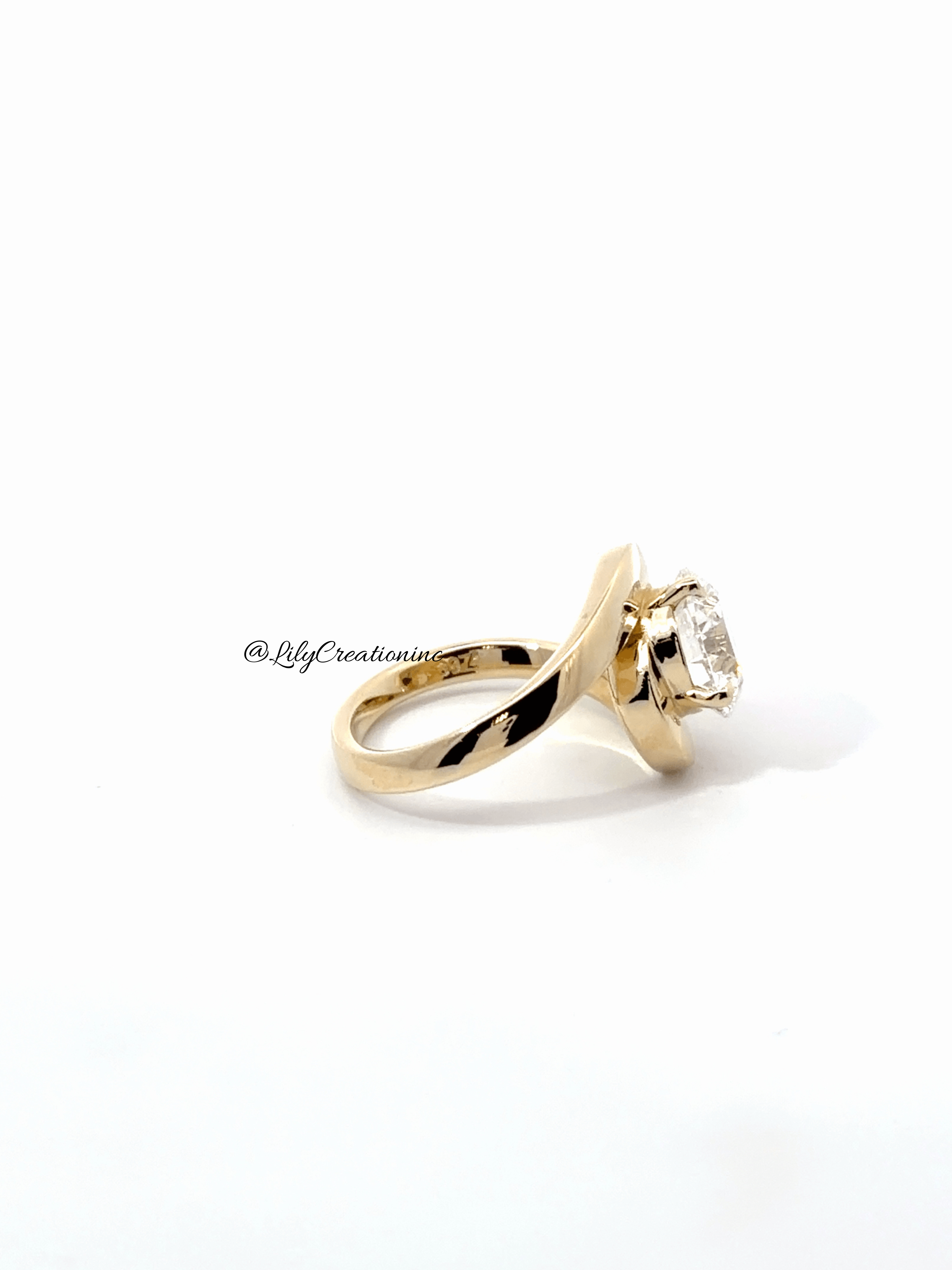 Round Unique Bypass Lab Grown Diamond Engagement Ring