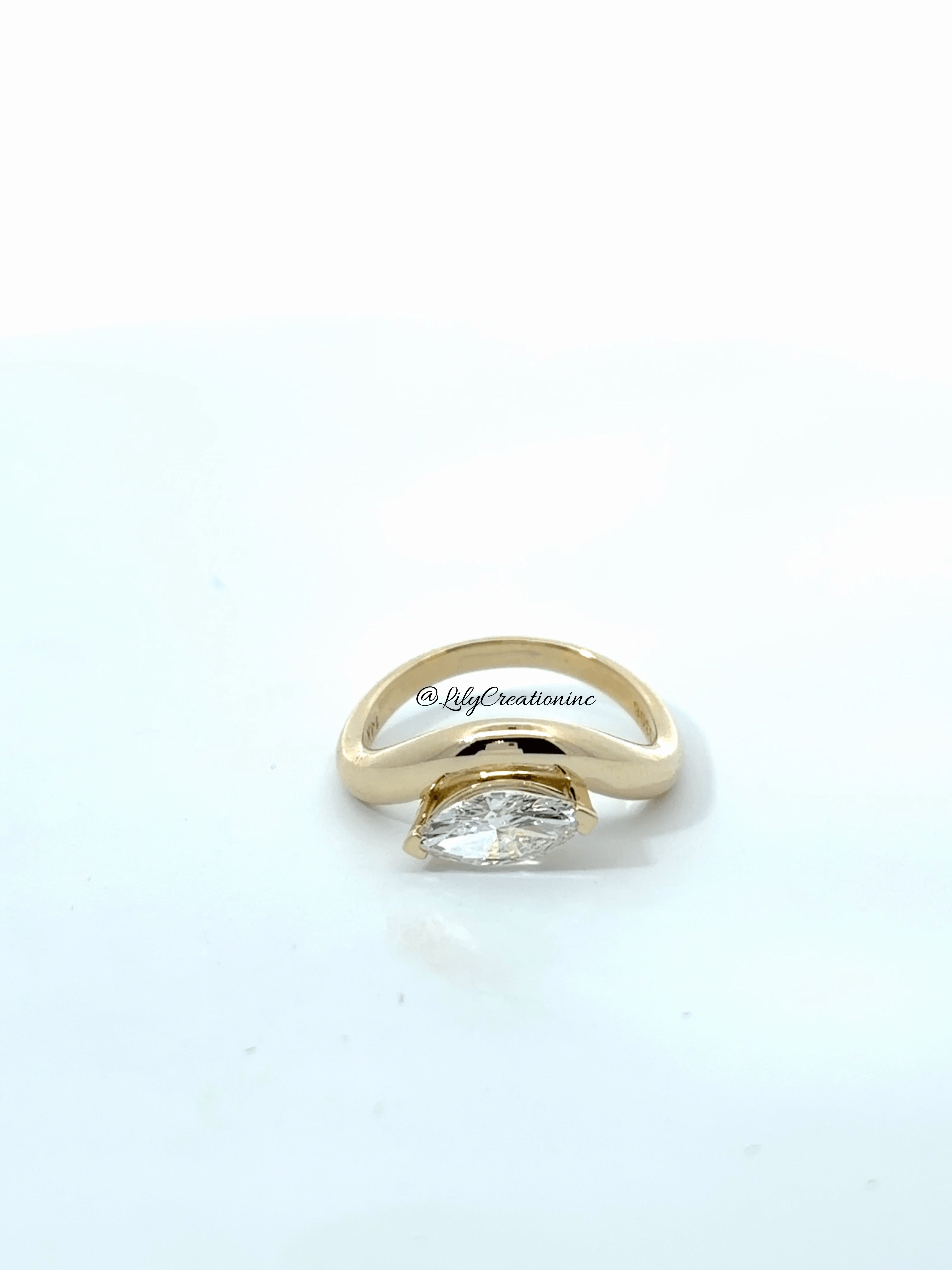 Art Deco Marquee Lab Grown Diamond Engagement Ring