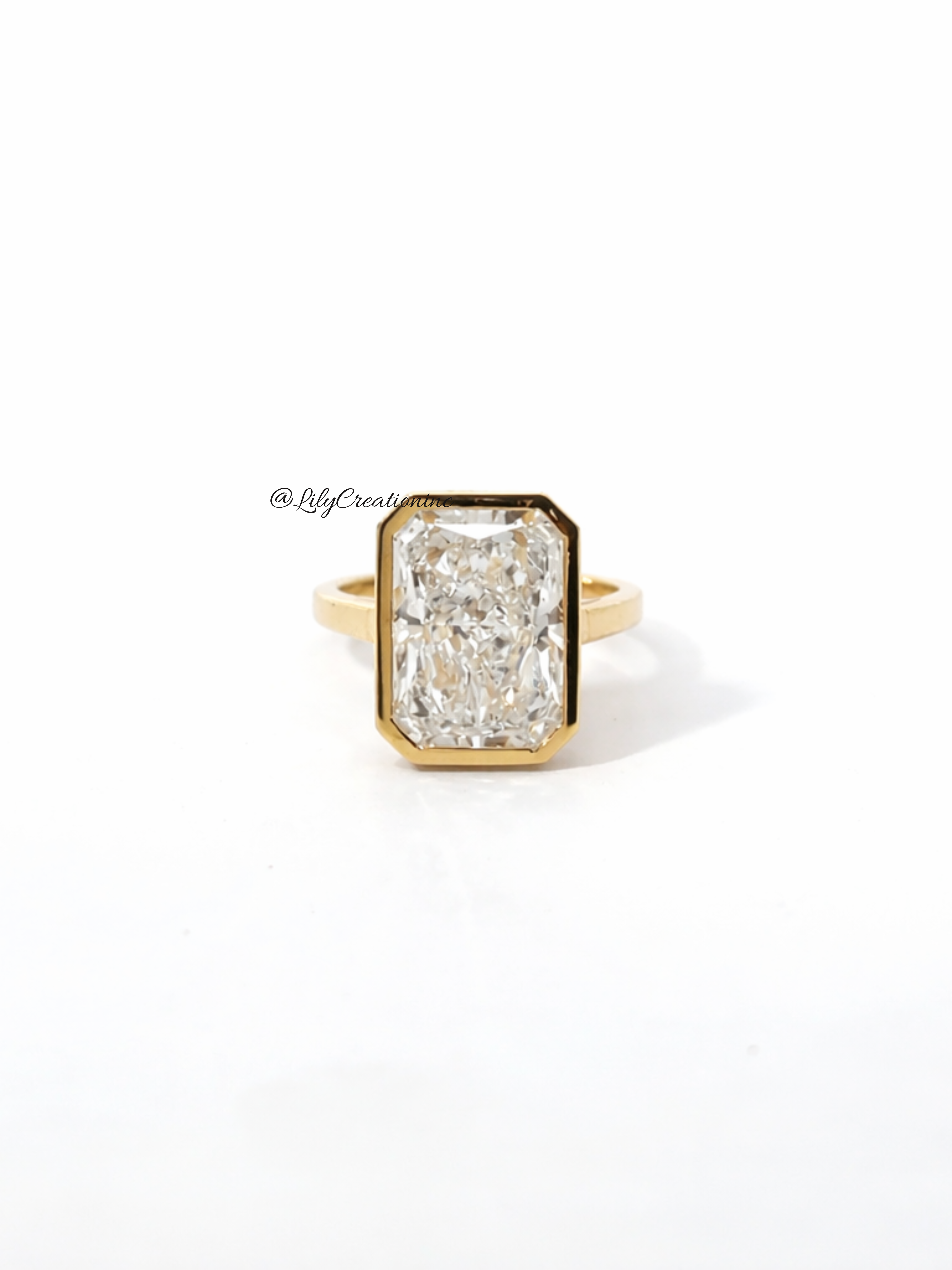 Radiant Cut Gold Bezel Lab Grown Diamond Engagement Ring