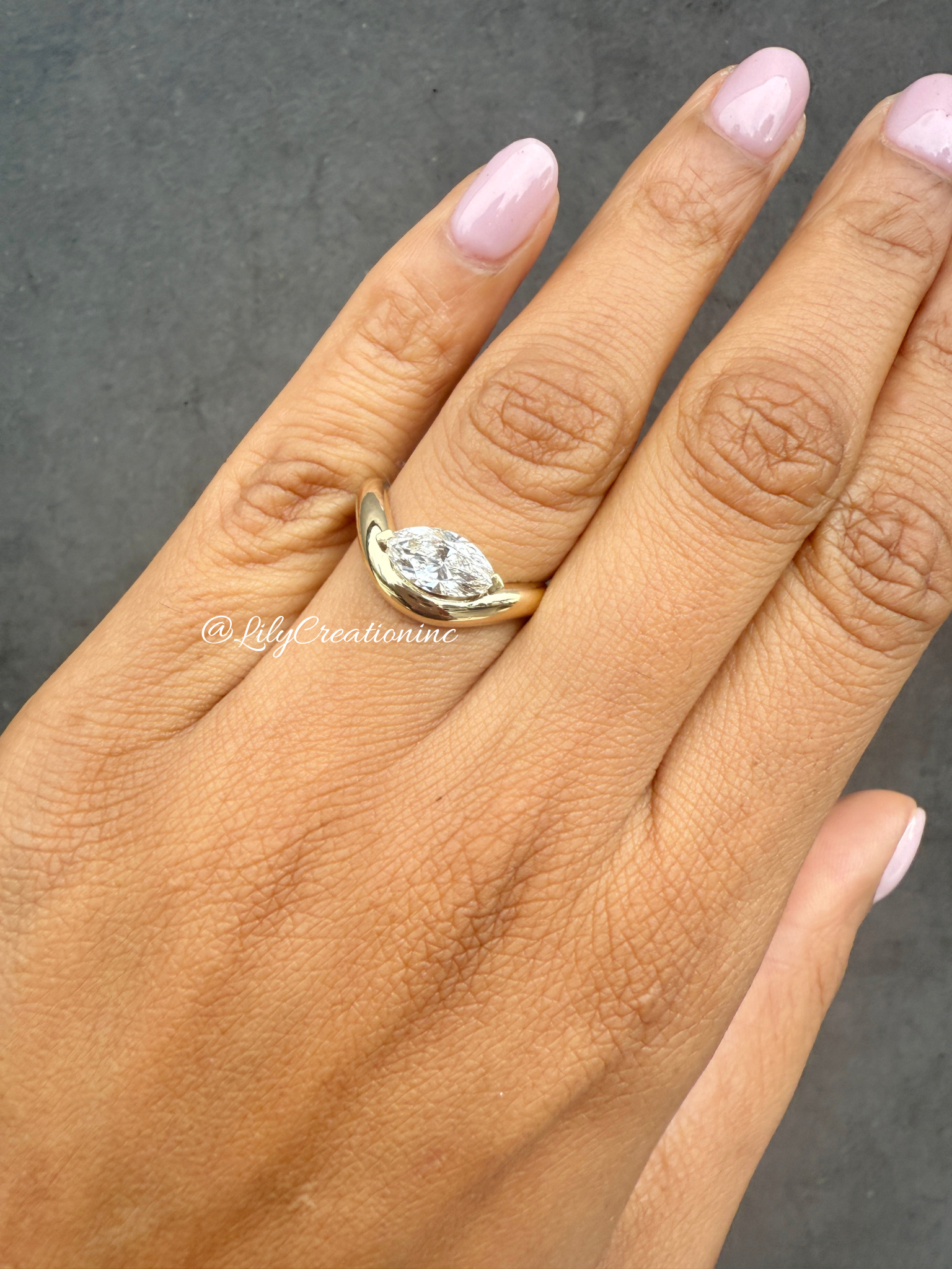Art Deco Marquee Lab Grown Diamond Engagement Ring